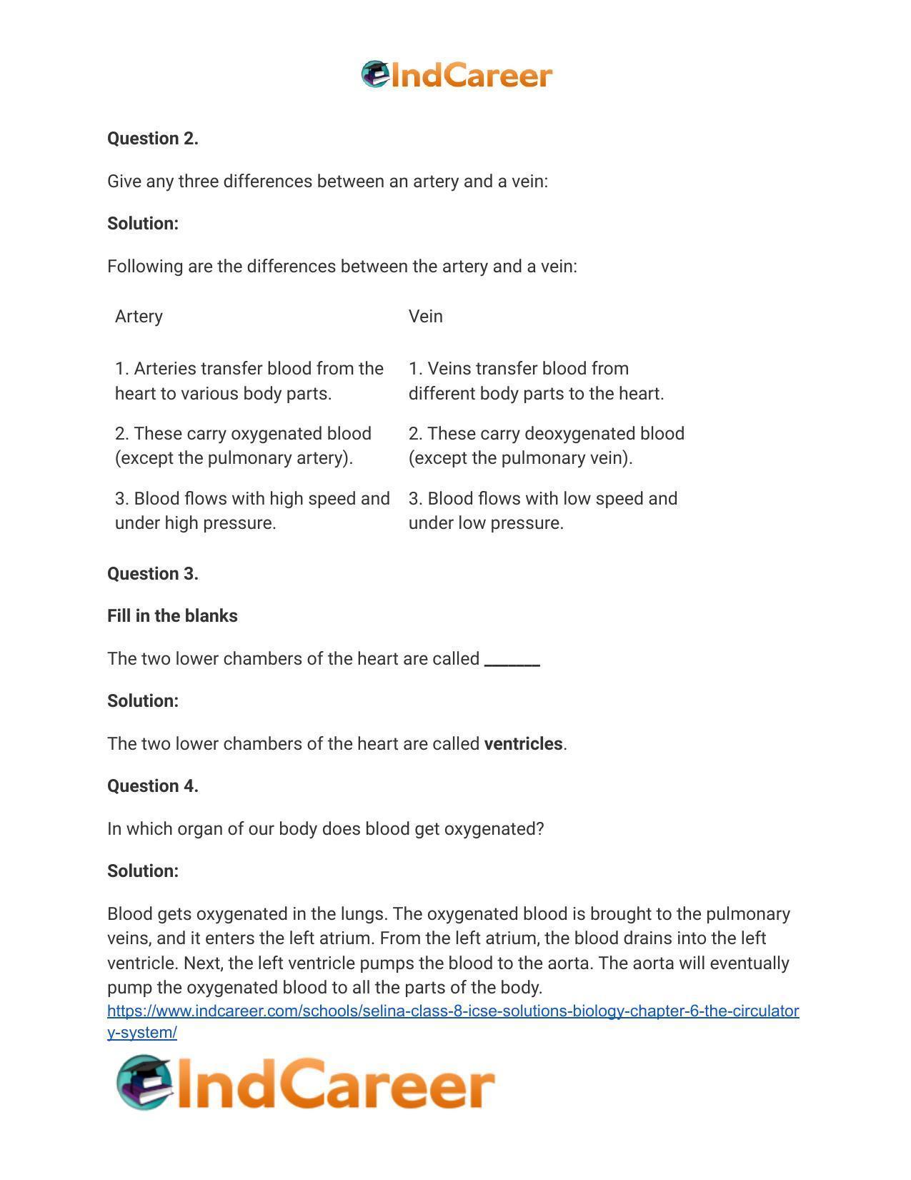 Selina Class 8 ICSE Solutions Biology : Chapter 6- The Circulatory System - Page 6