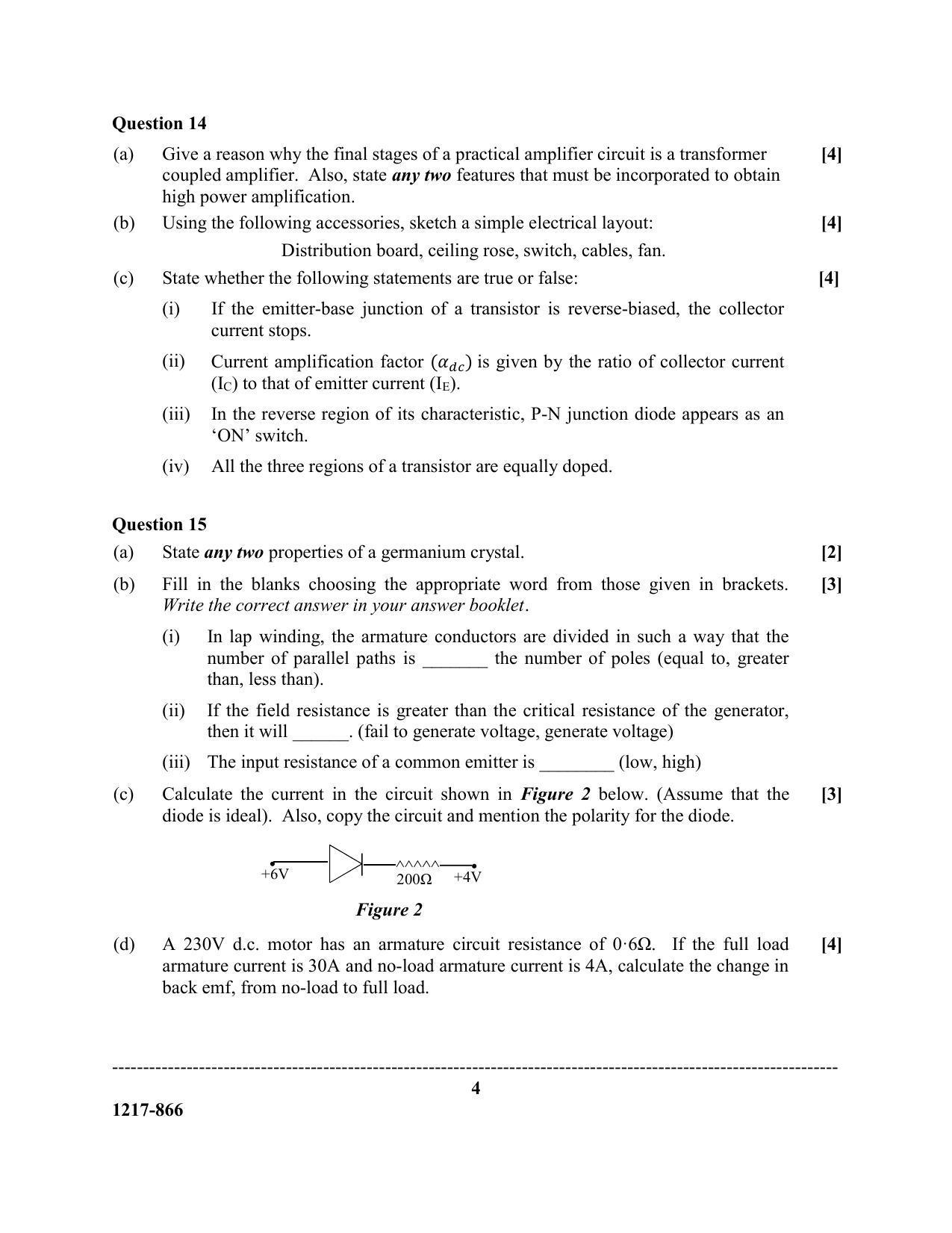 ISC Class 12 2017 ELECTRICITY AND ELECTRONICS Question Paper - Page 4