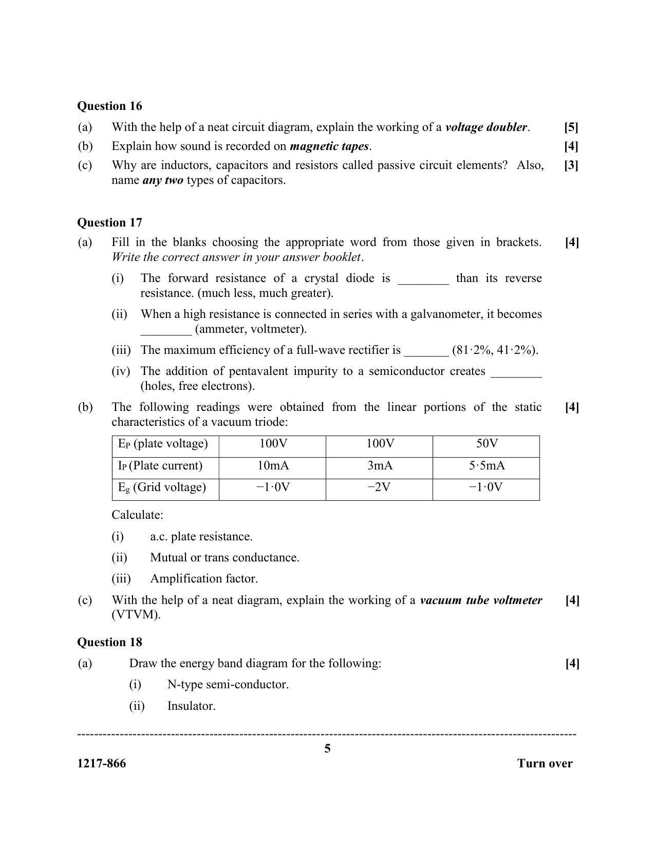 ISC Class 12 2017 ELECTRICITY AND ELECTRONICS Question Paper - Page 5