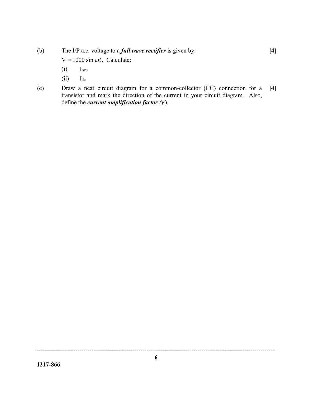 ISC Class 12 2017 ELECTRICITY AND ELECTRONICS Question Paper - Page 6
