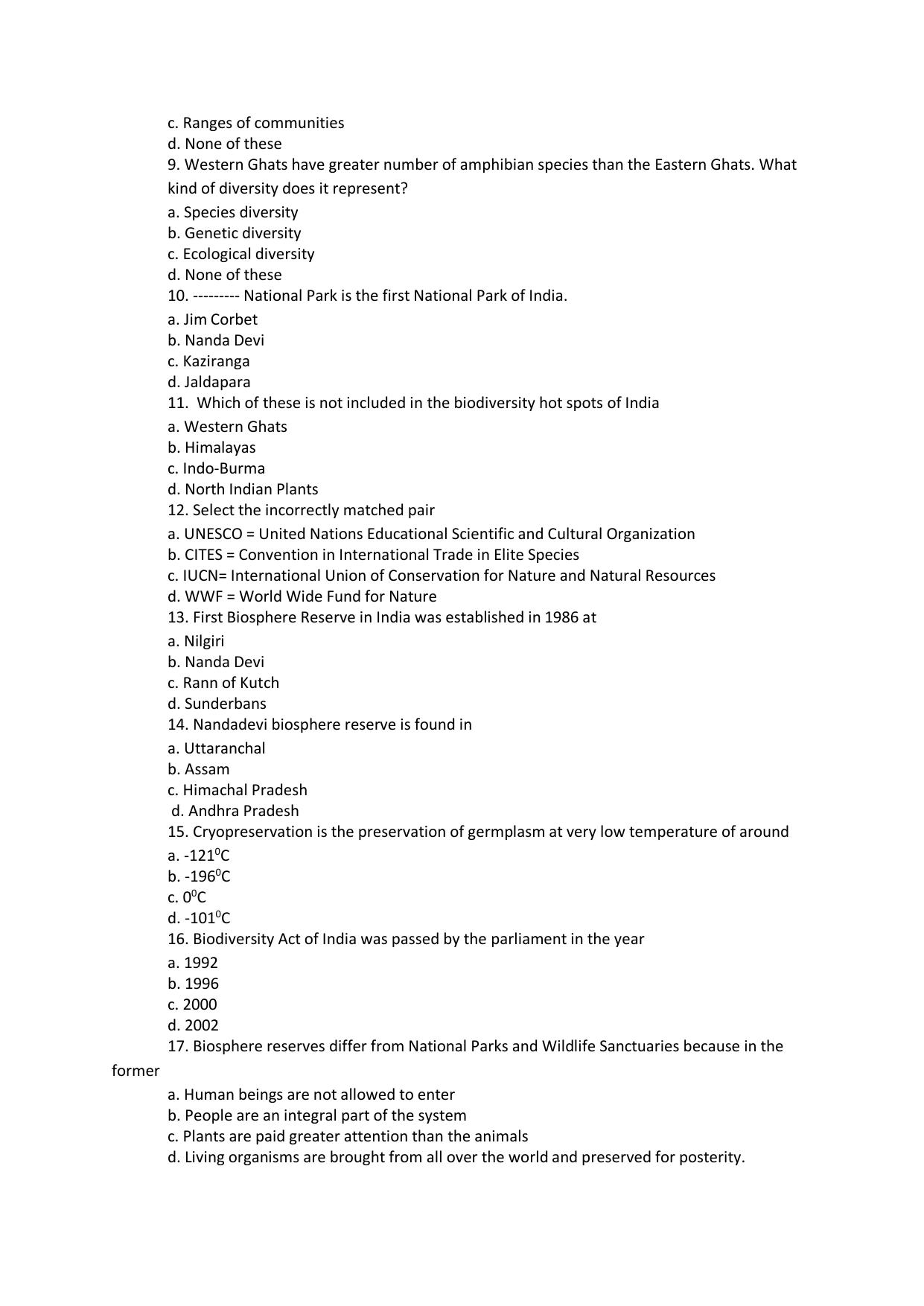 Odisha CPET 2021 WILDLIFE & BC Question Paper - Page 2