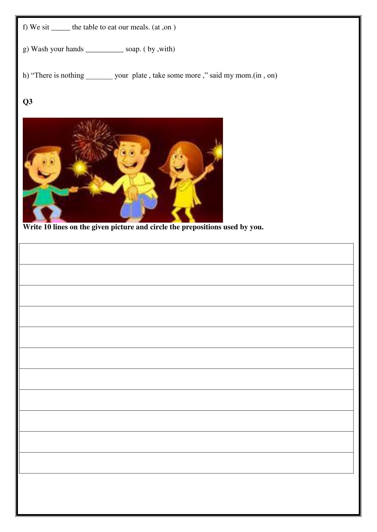 Worksheet for Class 3 English The Preposition Assignment - Page 2