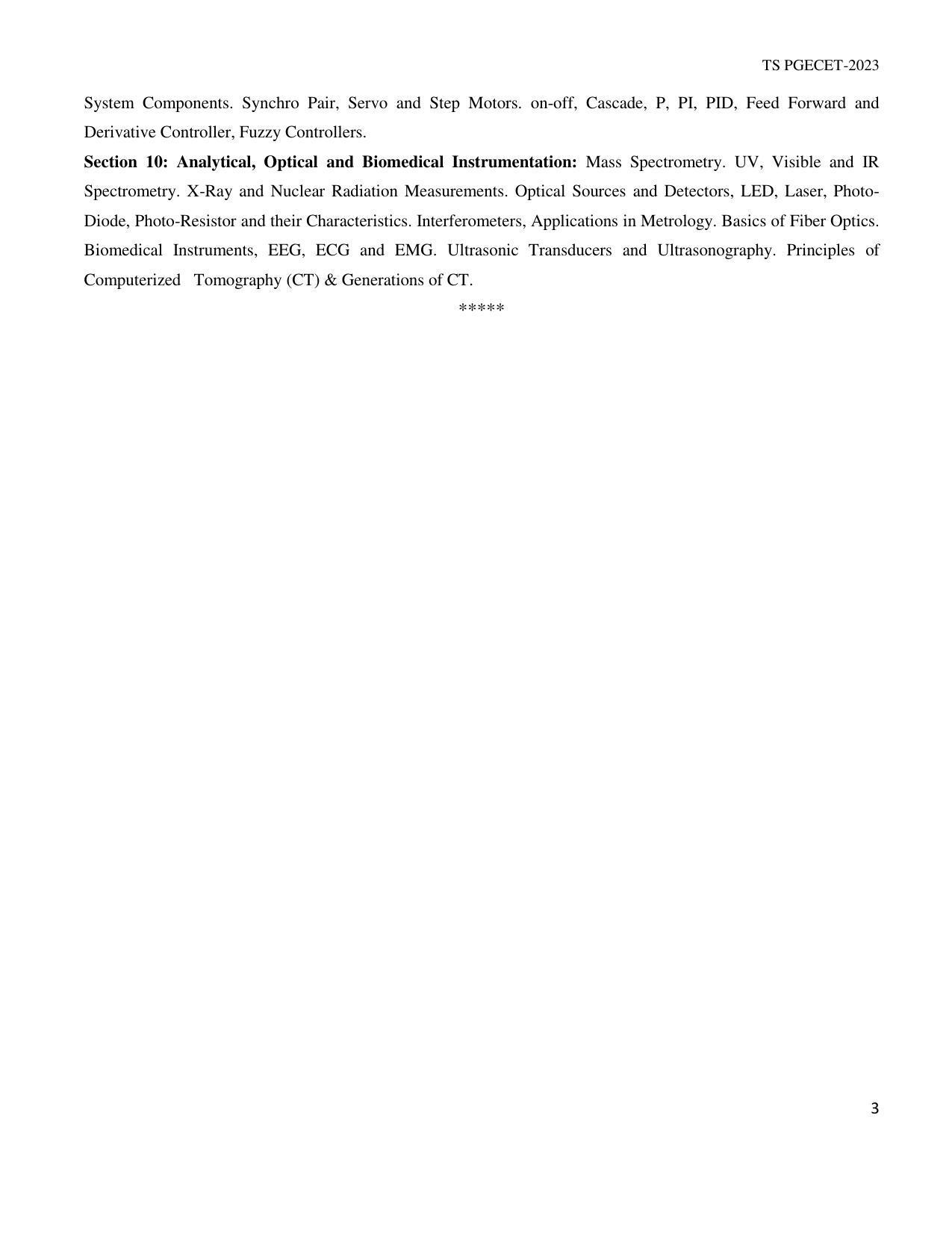 TS PGECET Instrumentation Engineering Syllabus - Page 3