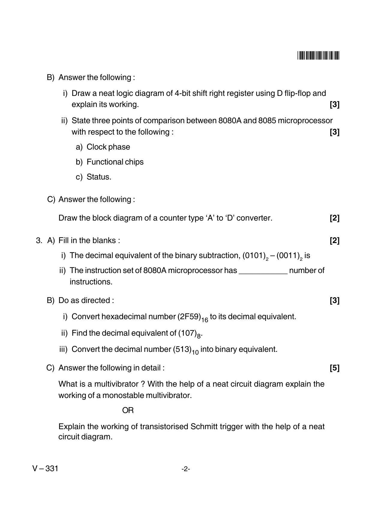 Goa Board Class 12 Digital Electronics & Computers Voc 331 New Pattern (March 2018) Question Paper - Page 2