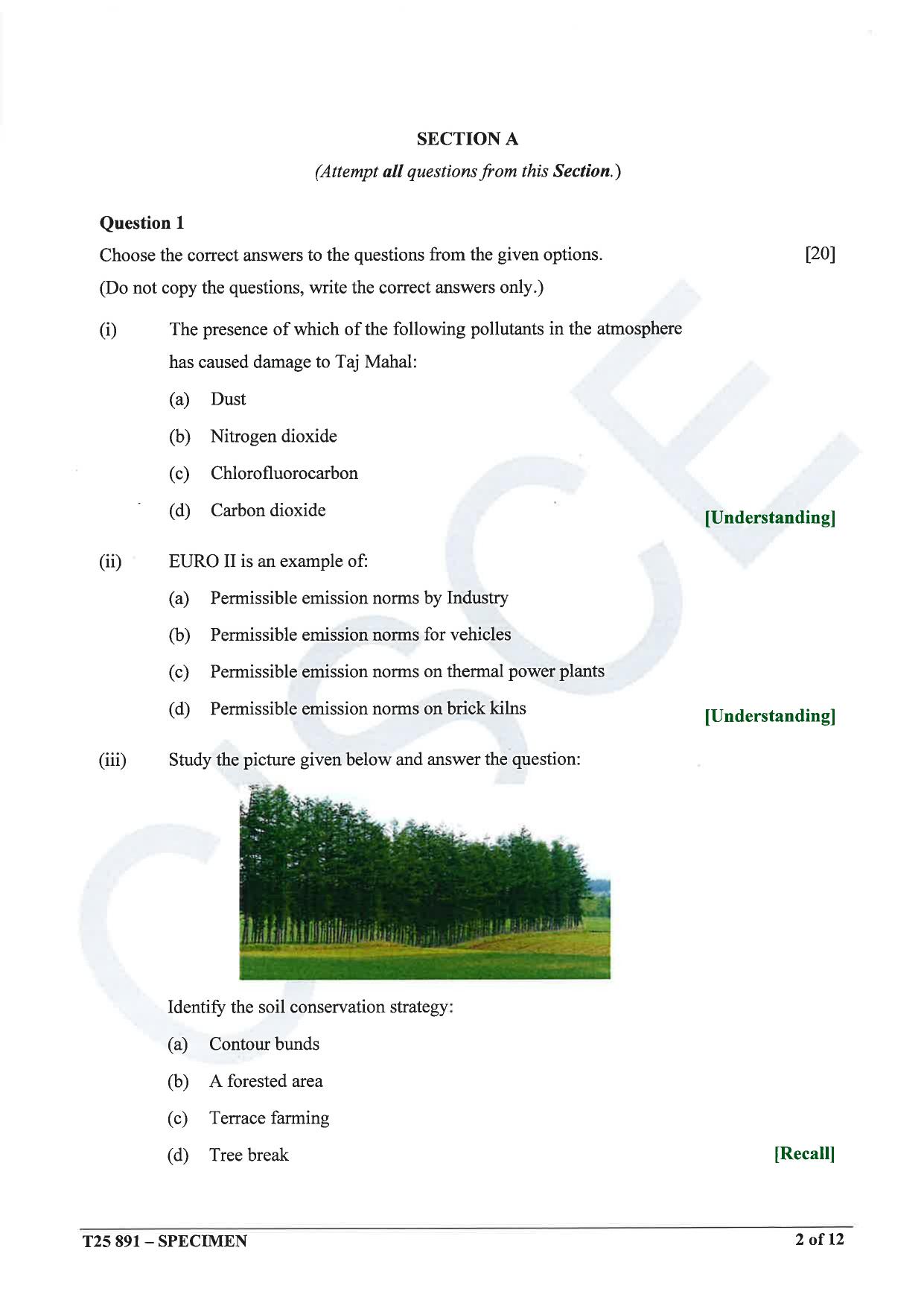 ICSE Class 10 2025 Environmental Applications (QP & MS) Specimen Paper - Page 2