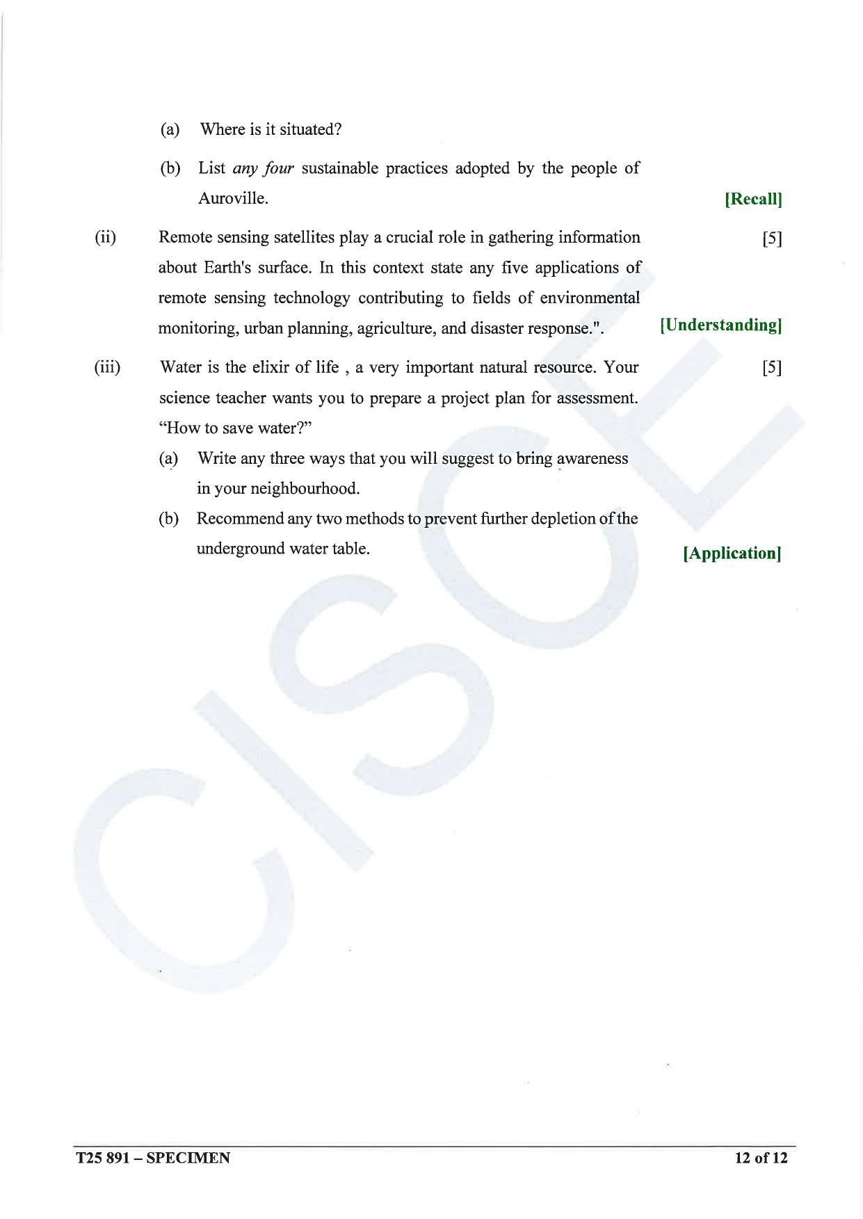ICSE Class 10 2025 Environmental Applications (QP & MS) Specimen Paper - Page 12