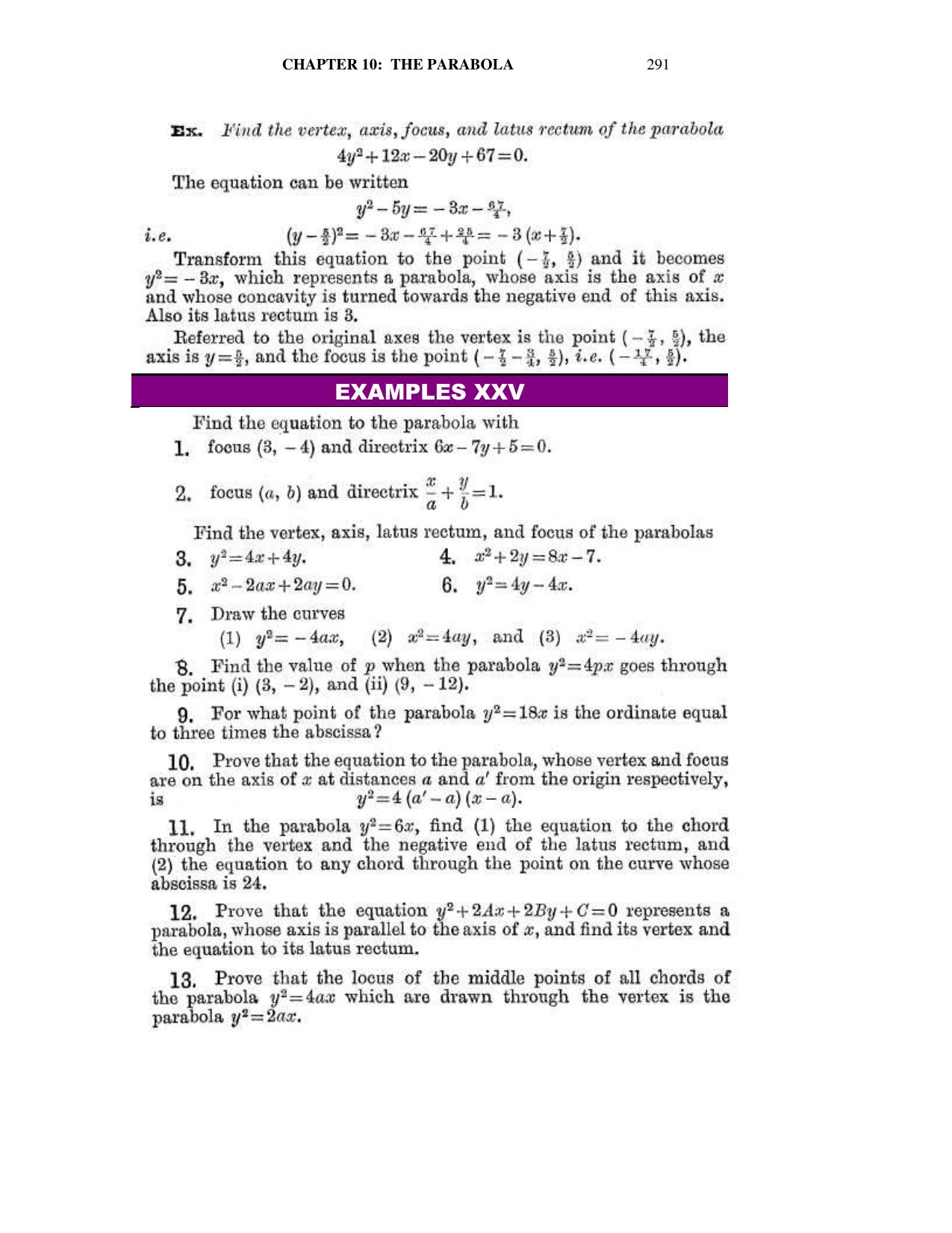 Chapter 10: The Parabola - SL Loney Solutions: The Elements of Coordinate Geometry - Page 5