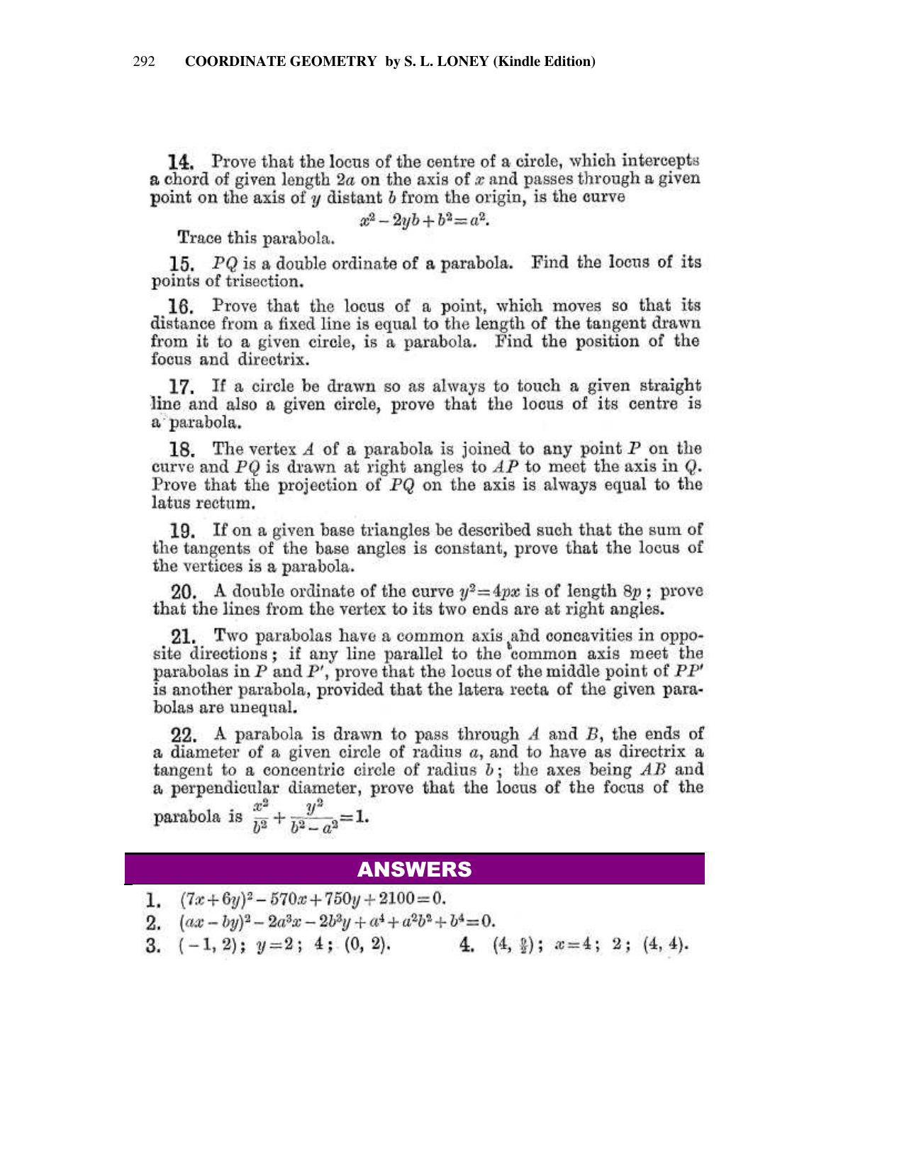 Chapter 10: The Parabola - SL Loney Solutions: The Elements of Coordinate Geometry - Page 6