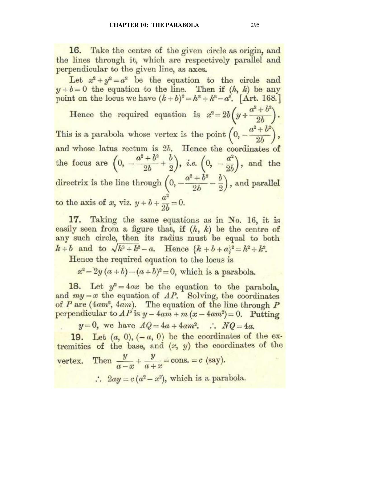 Chapter 10: The Parabola - SL Loney Solutions: The Elements of Coordinate Geometry - Page 9