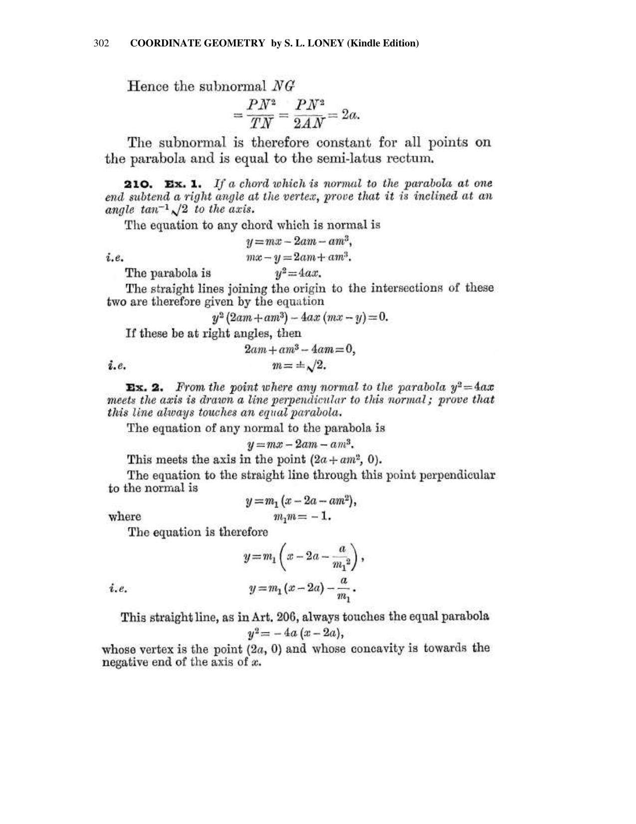 Chapter 10: The Parabola - SL Loney Solutions: The Elements of Coordinate Geometry - Page 16