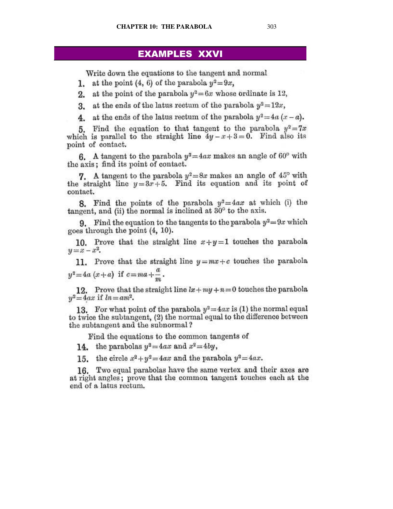 Chapter 10: The Parabola - SL Loney Solutions: The Elements of Coordinate Geometry - Page 17