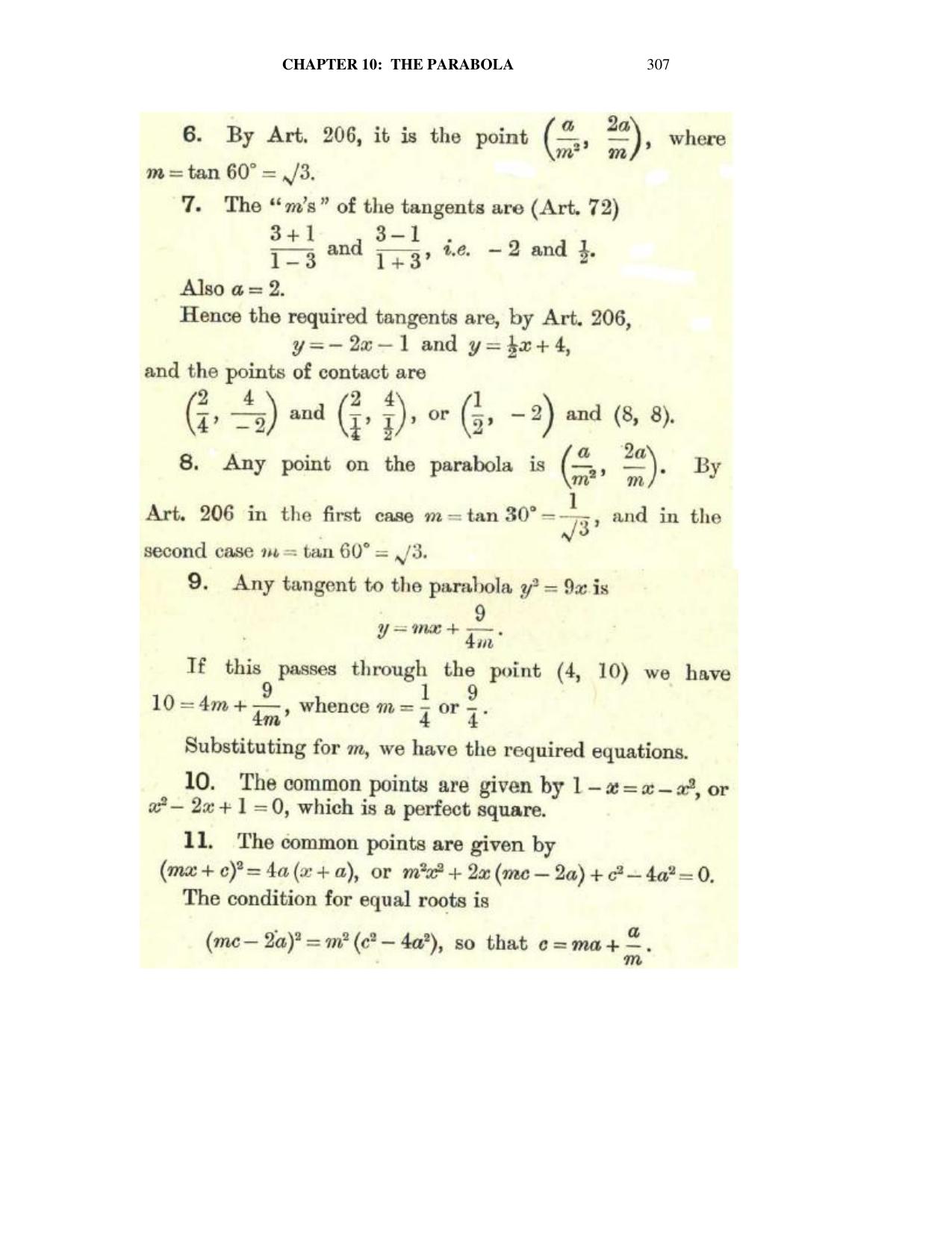 Chapter 10: The Parabola - SL Loney Solutions: The Elements of Coordinate Geometry - Page 21