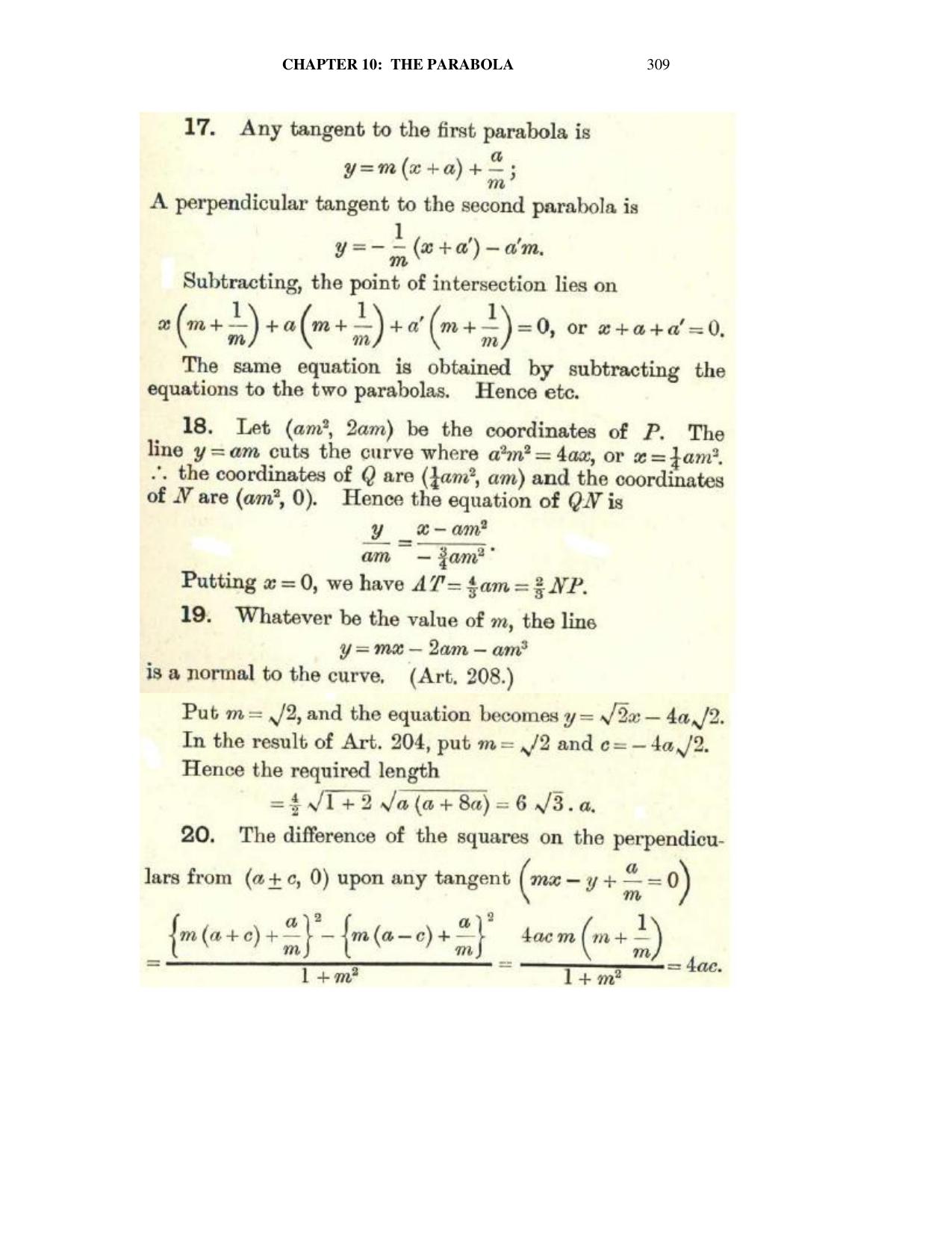 Chapter 10: The Parabola - SL Loney Solutions: The Elements of Coordinate Geometry - Page 23