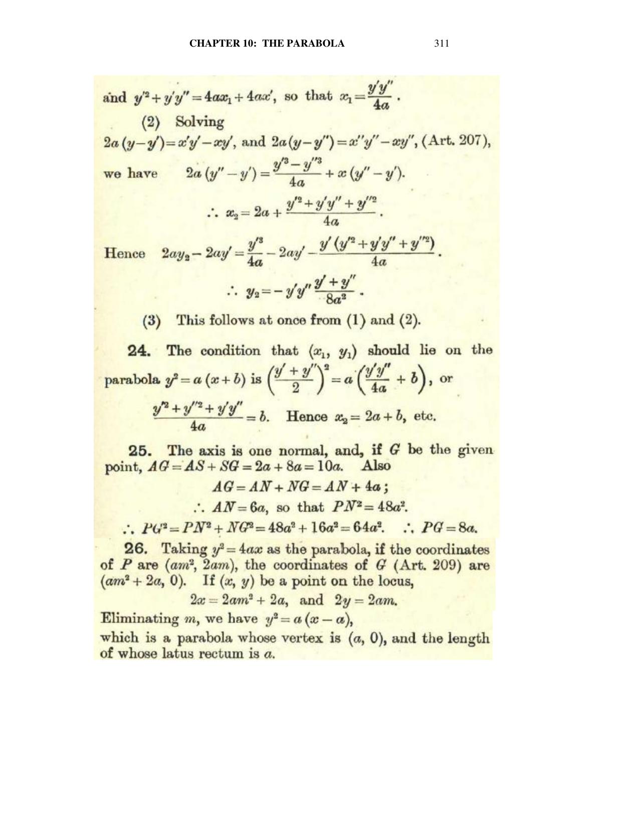Chapter 10: The Parabola - SL Loney Solutions: The Elements of Coordinate Geometry - Page 25