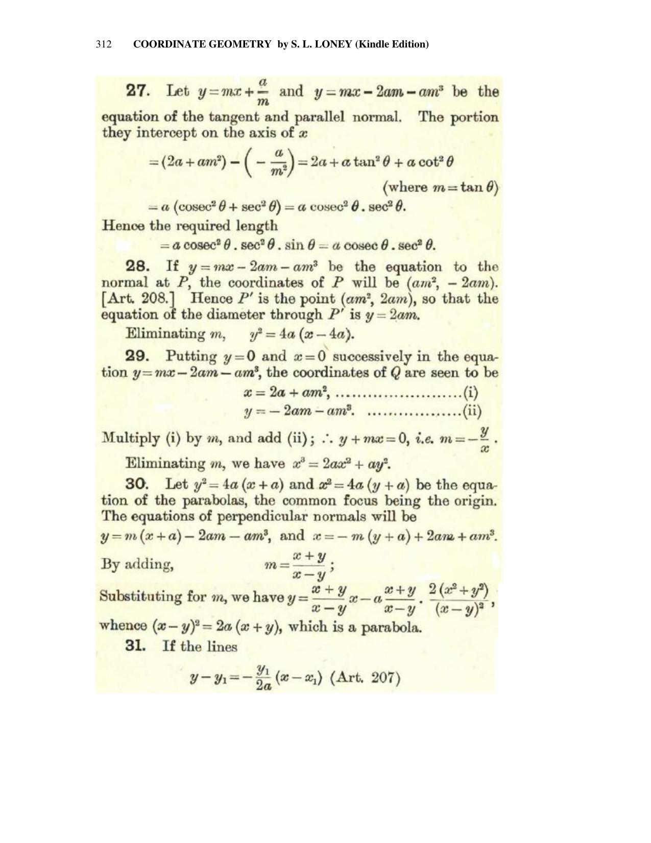 Chapter 10: The Parabola - SL Loney Solutions: The Elements of Coordinate Geometry - Page 26