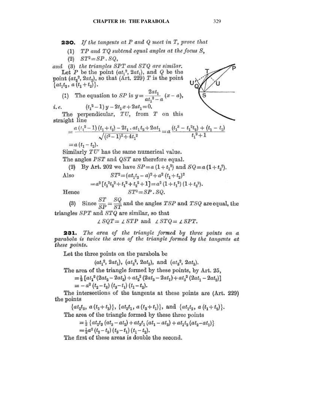 Chapter 10: The Parabola - SL Loney Solutions: The Elements of Coordinate Geometry - Page 43