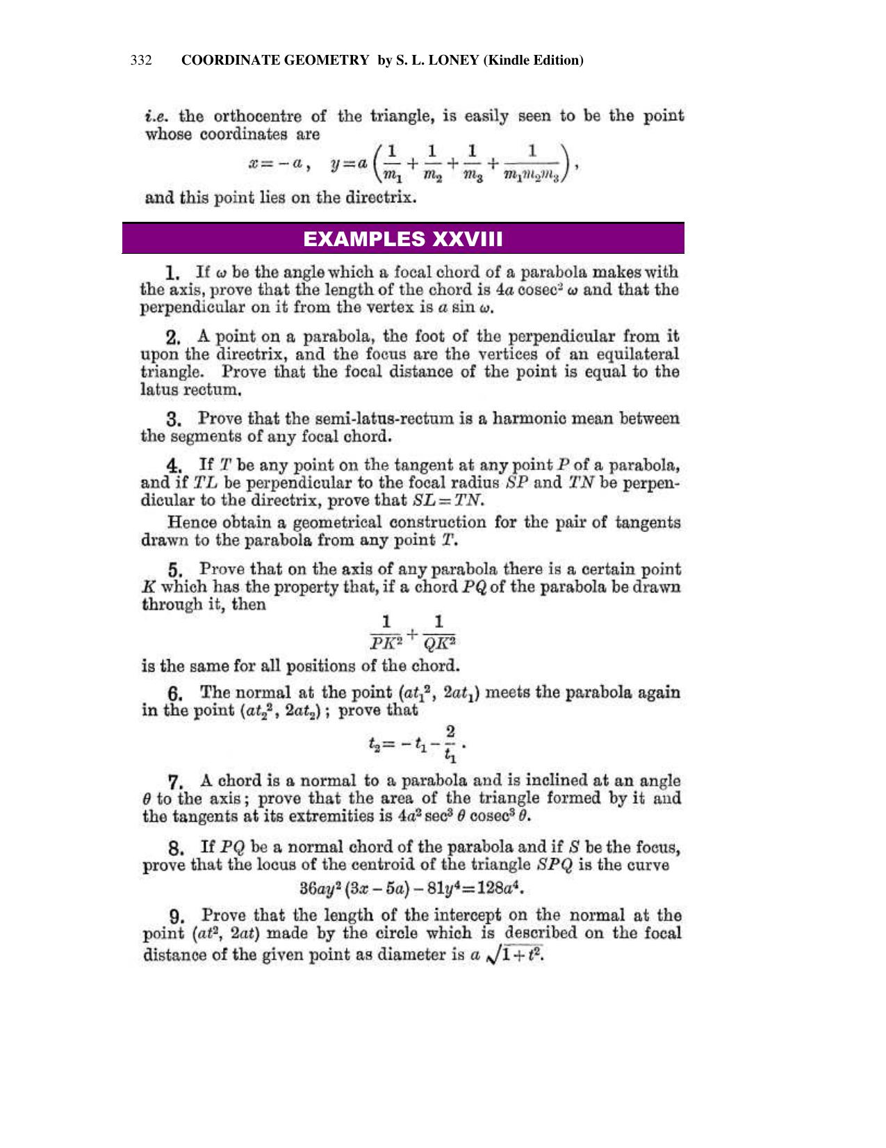 Chapter 10: The Parabola - SL Loney Solutions: The Elements of Coordinate Geometry - Page 46