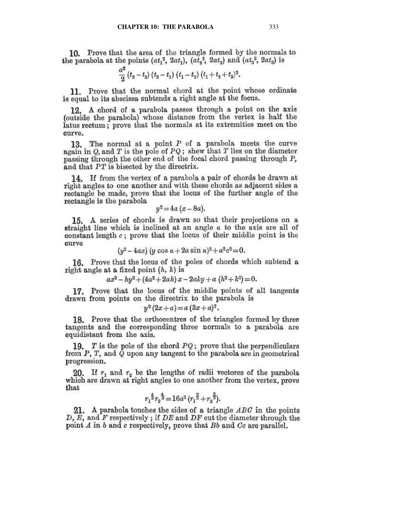 Chapter 10: The Parabola - SL Loney Solutions: The Elements of Coordinate Geometry - Page 47
