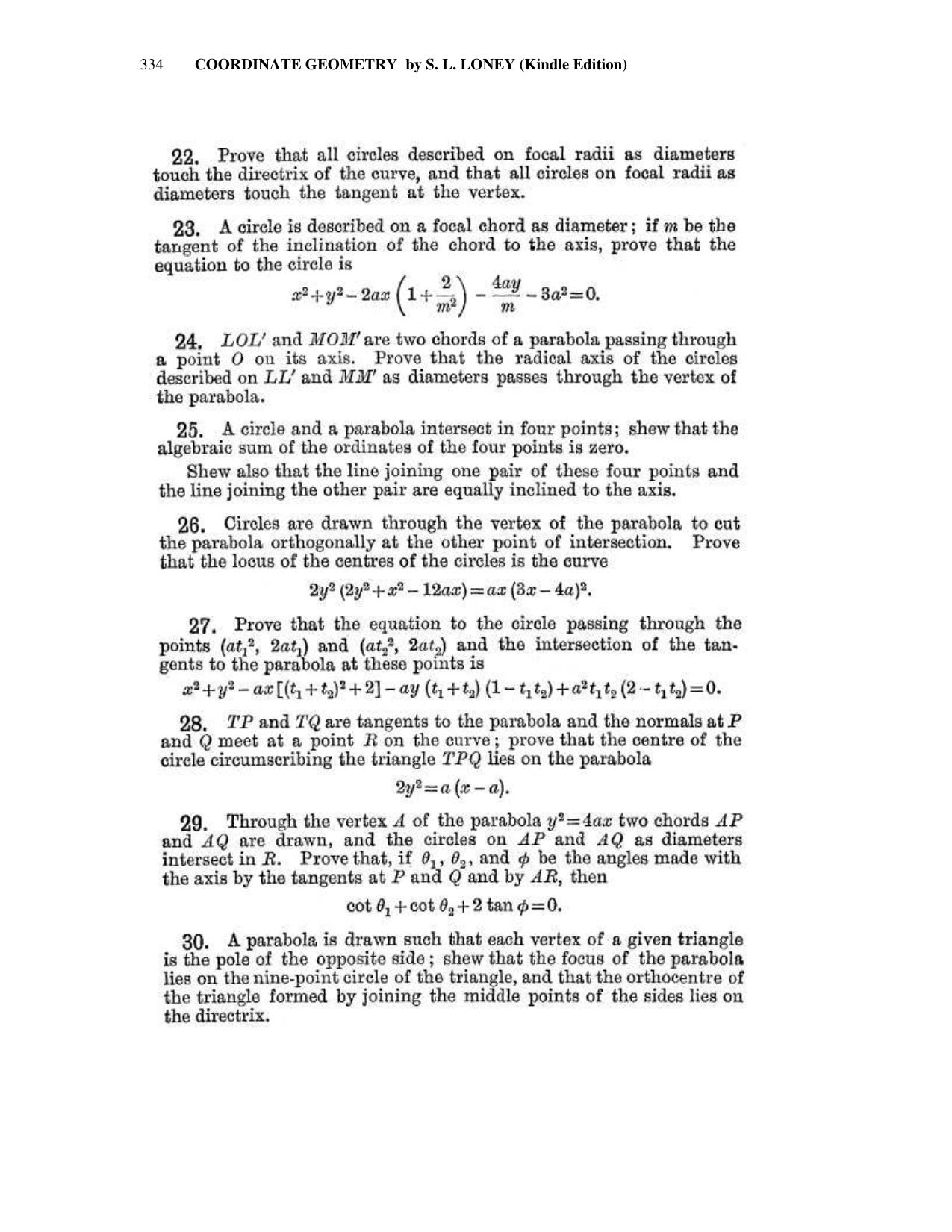 Chapter 10: The Parabola - SL Loney Solutions: The Elements of Coordinate Geometry - Page 48