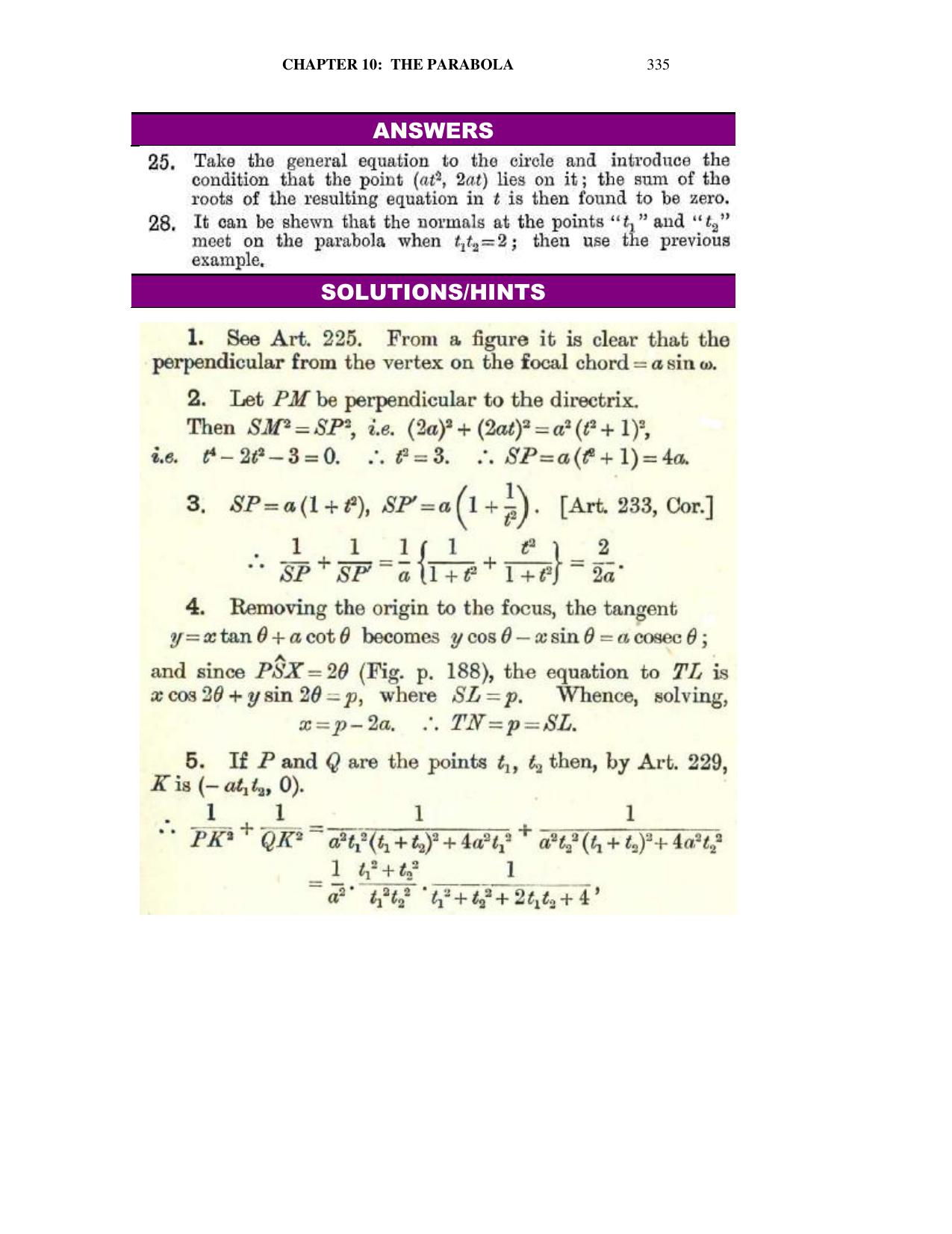 Chapter 10: The Parabola - SL Loney Solutions: The Elements of Coordinate Geometry - Page 49