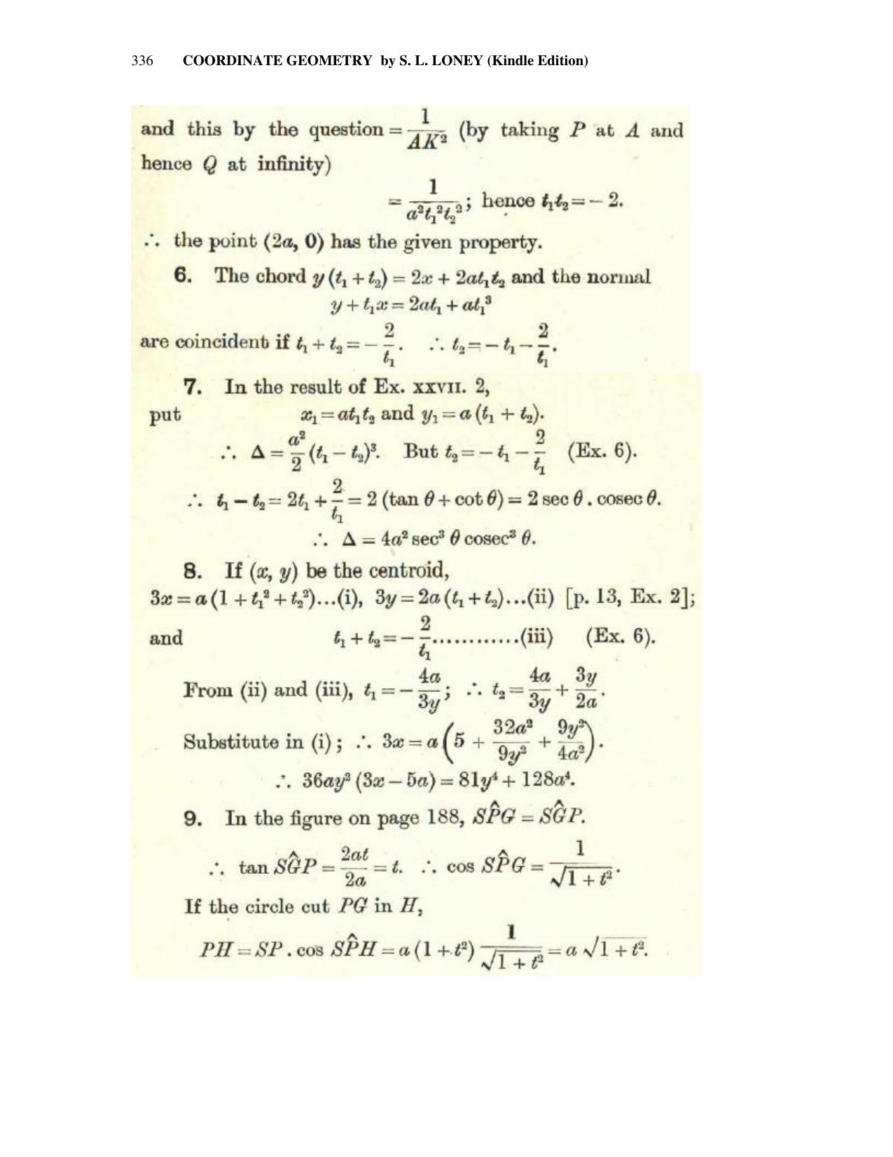 Chapter 10: The Parabola - SL Loney Solutions: The Elements of Coordinate Geometry - Page 50