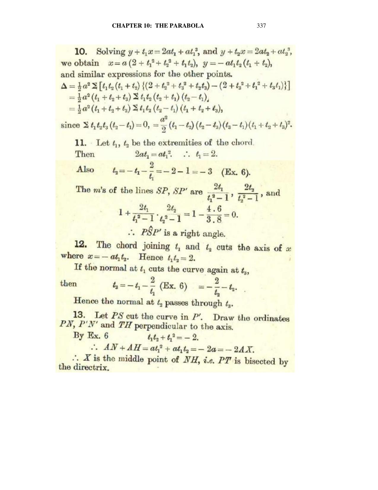 Chapter 10: The Parabola - SL Loney Solutions: The Elements of Coordinate Geometry - Page 51