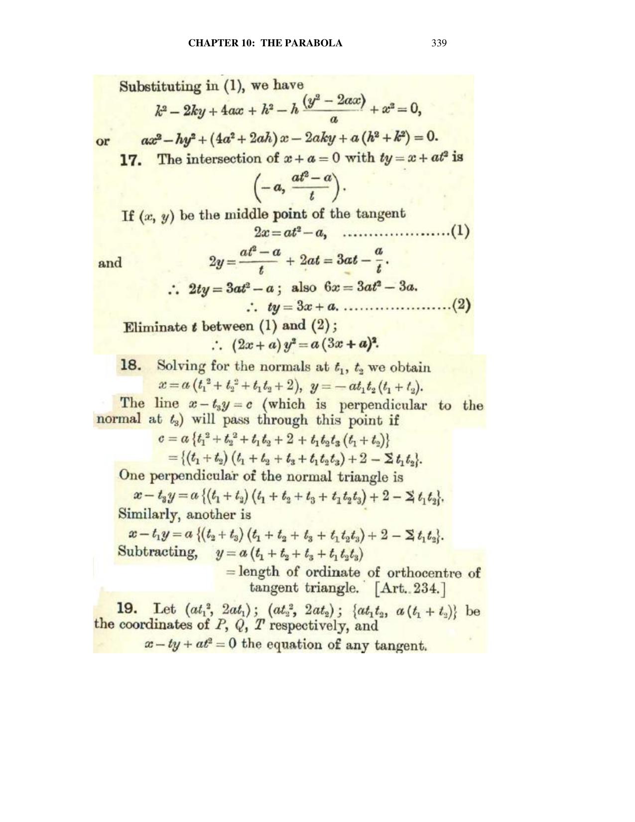 Chapter 10: The Parabola - SL Loney Solutions: The Elements of Coordinate Geometry - Page 53