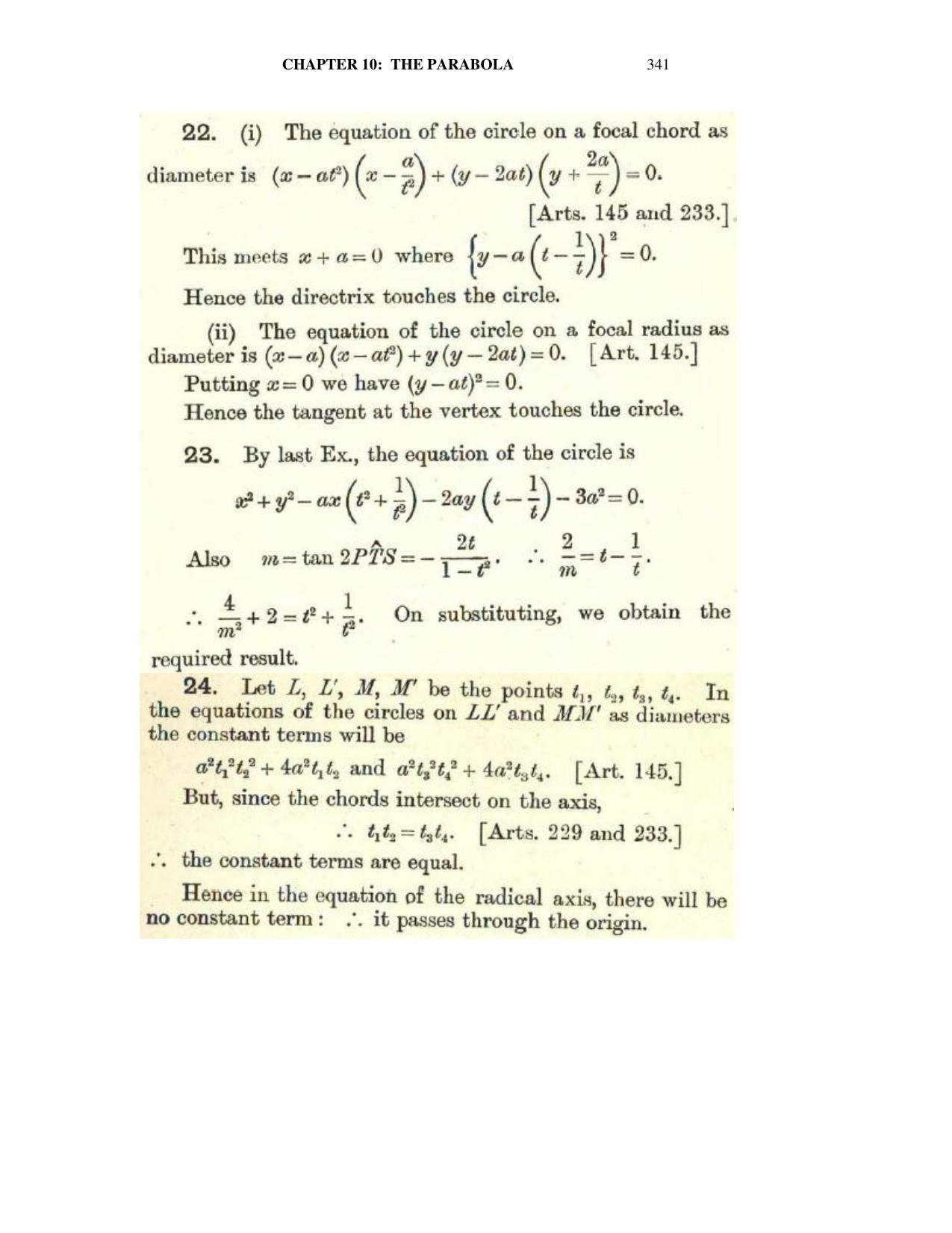 Chapter 10: The Parabola - SL Loney Solutions: The Elements of Coordinate Geometry - Page 55