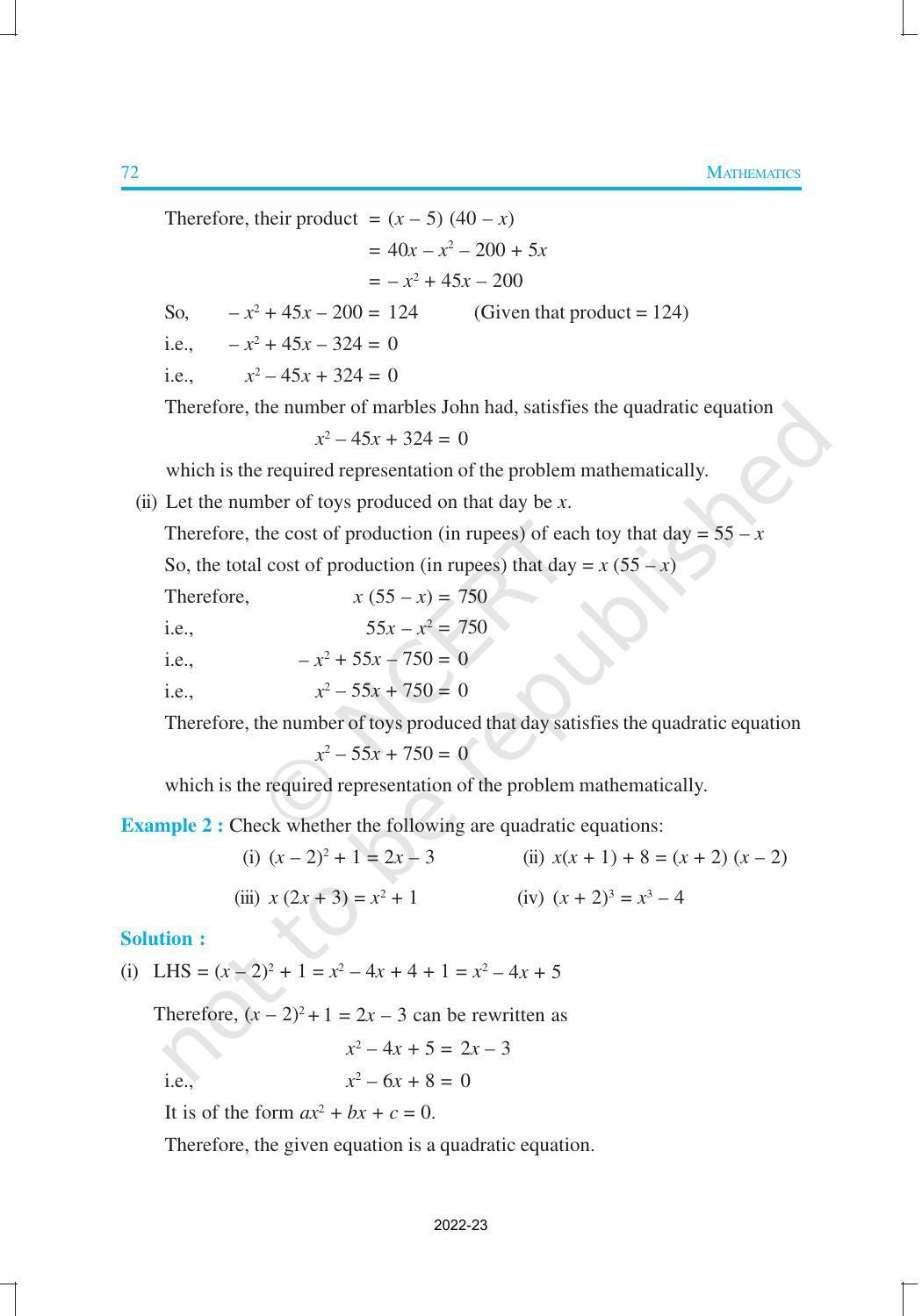 NCERT Book for Class 10 Maths Chapter 4 Quadratic Equations - Page 3