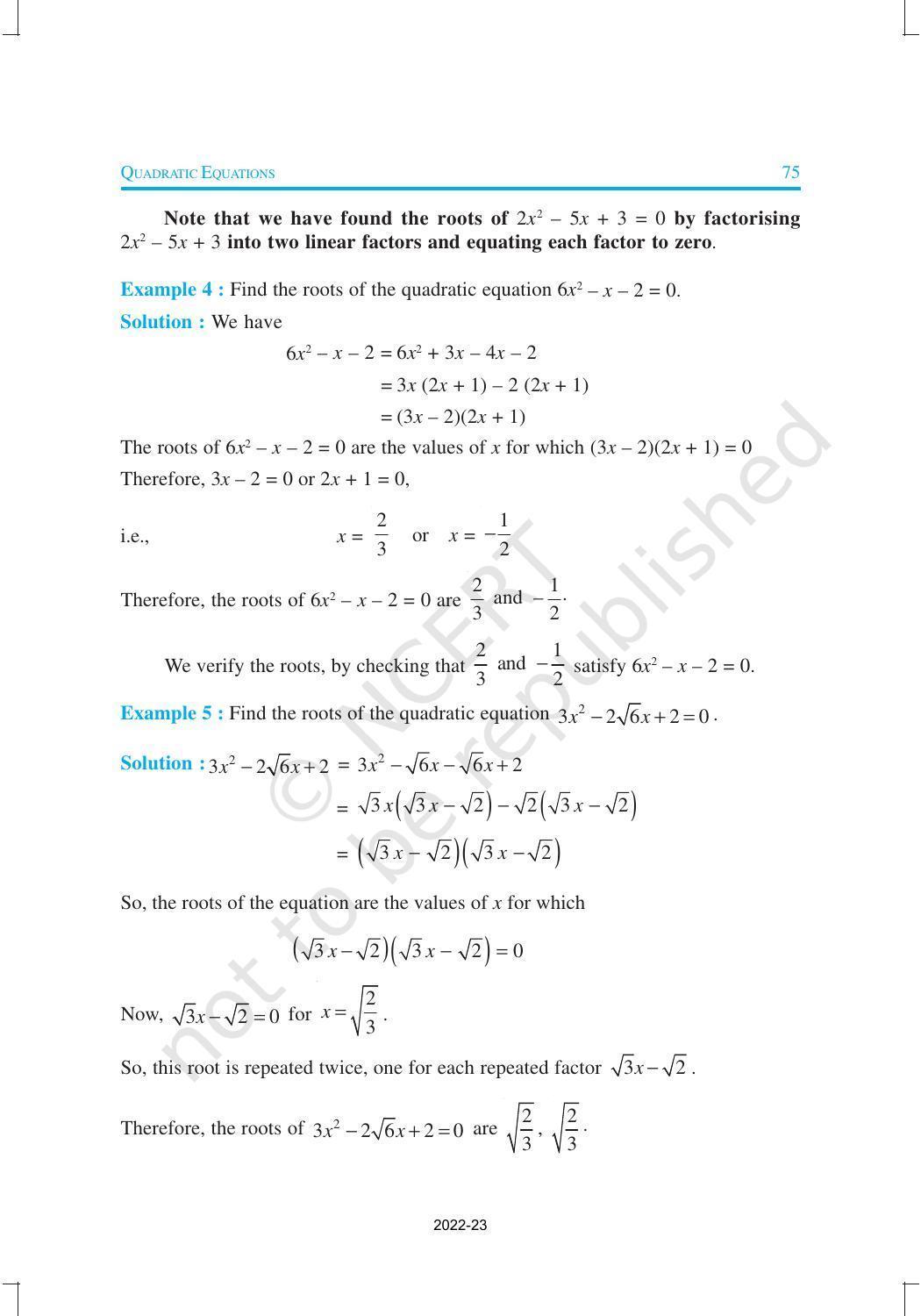 NCERT Book for Class 10 Maths Chapter 4 Quadratic Equations - Page 6
