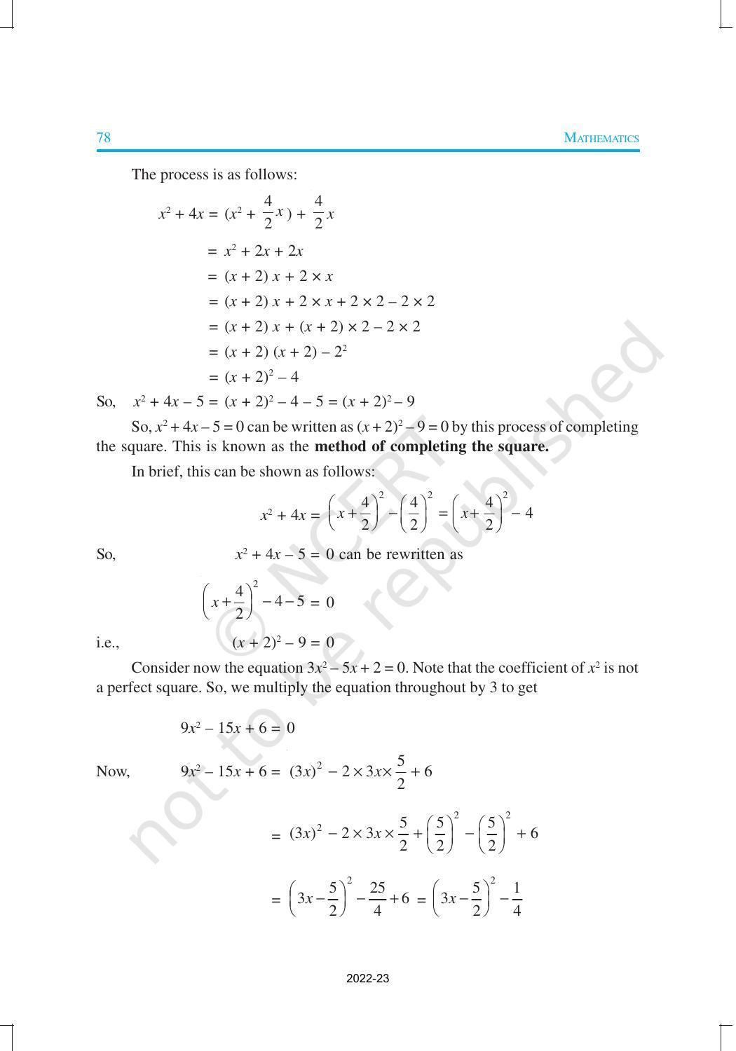 NCERT Book for Class 10 Maths Chapter 4 Quadratic Equations - Page 9