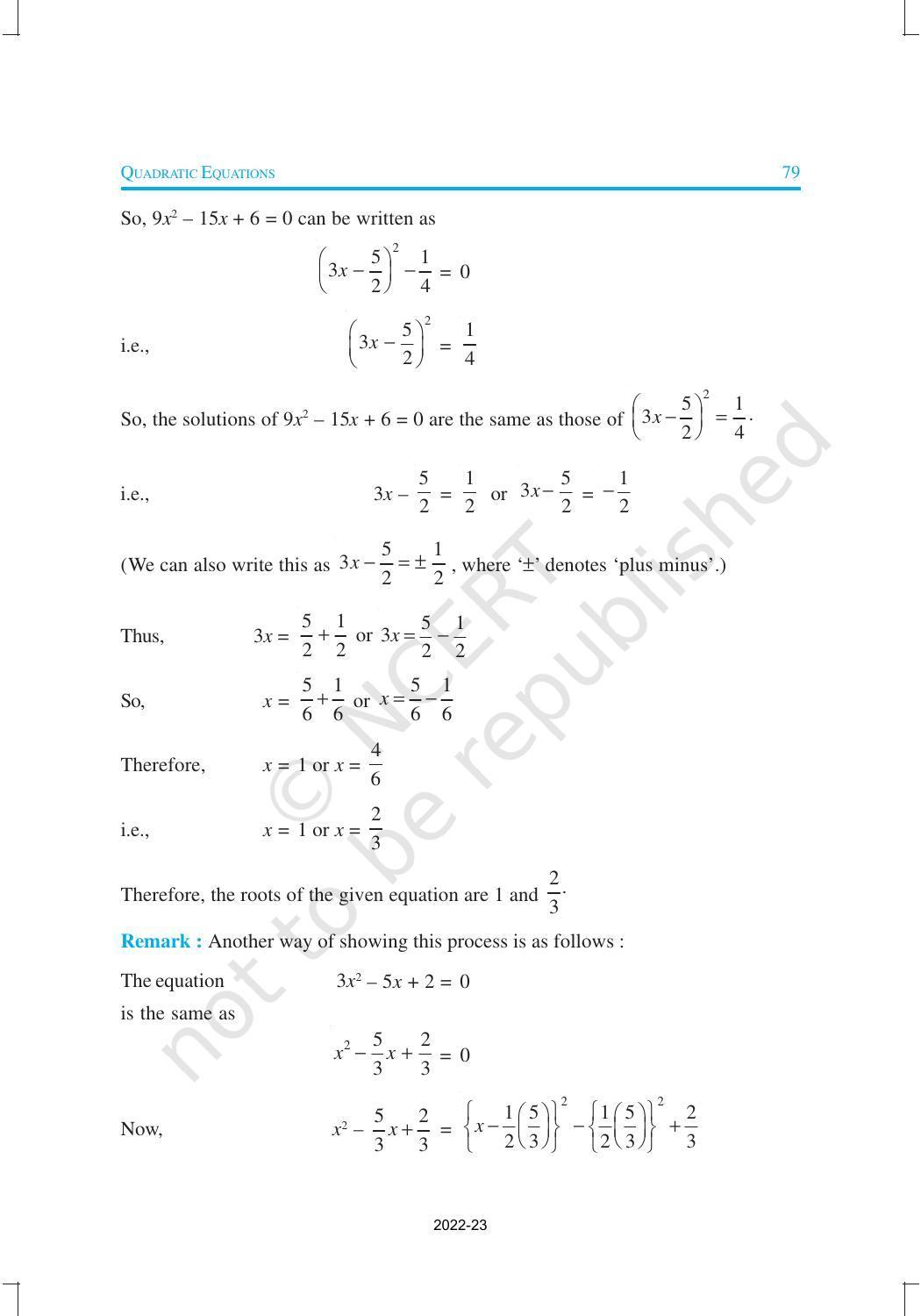NCERT Book for Class 10 Maths Chapter 4 Quadratic Equations - Page 10