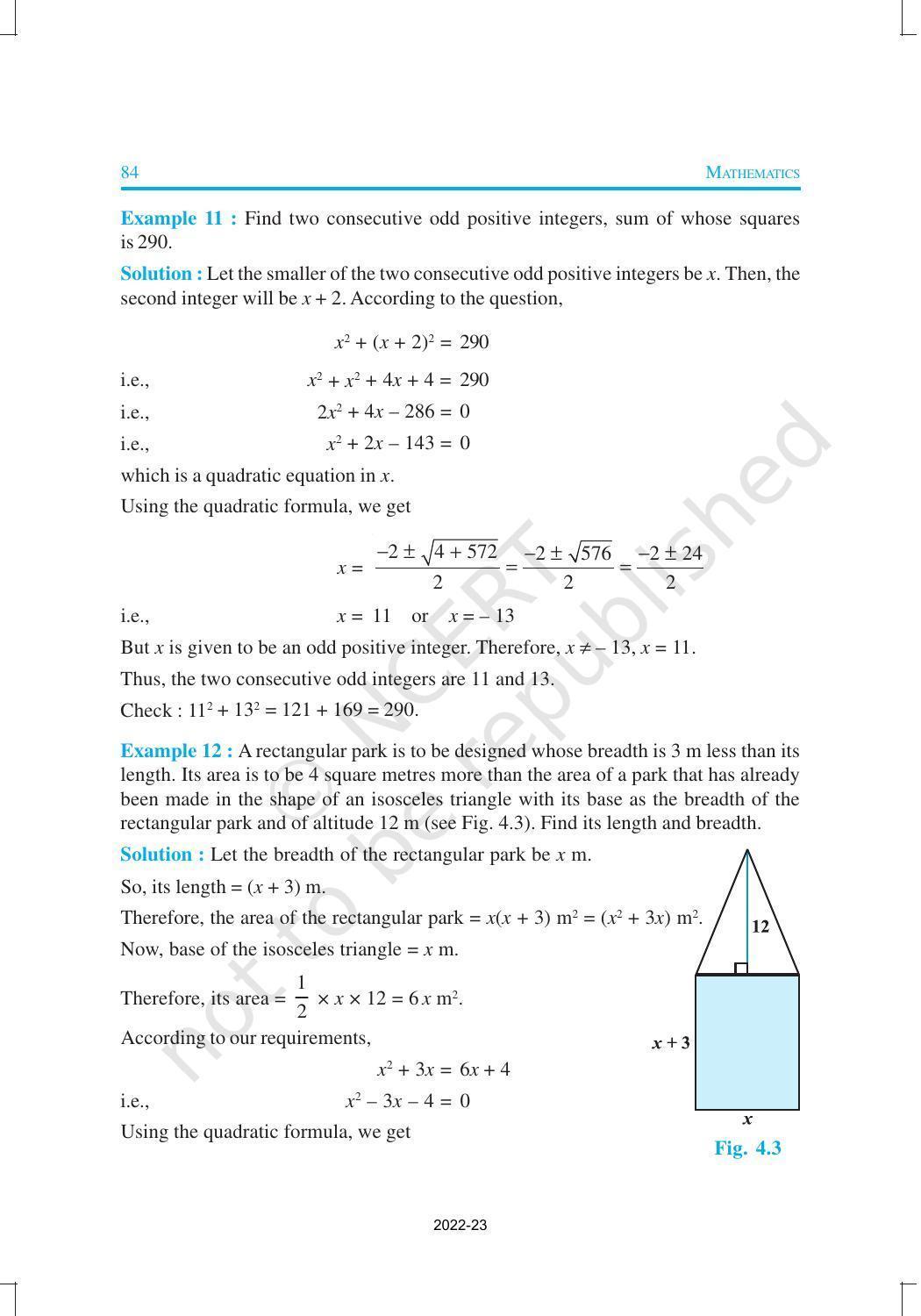 NCERT Book for Class 10 Maths Chapter 4 Quadratic Equations - Page 15