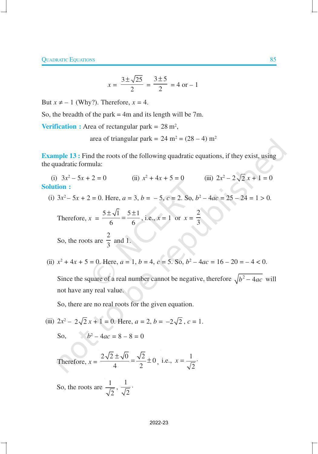 NCERT Book for Class 10 Maths Chapter 4 Quadratic Equations - Page 16