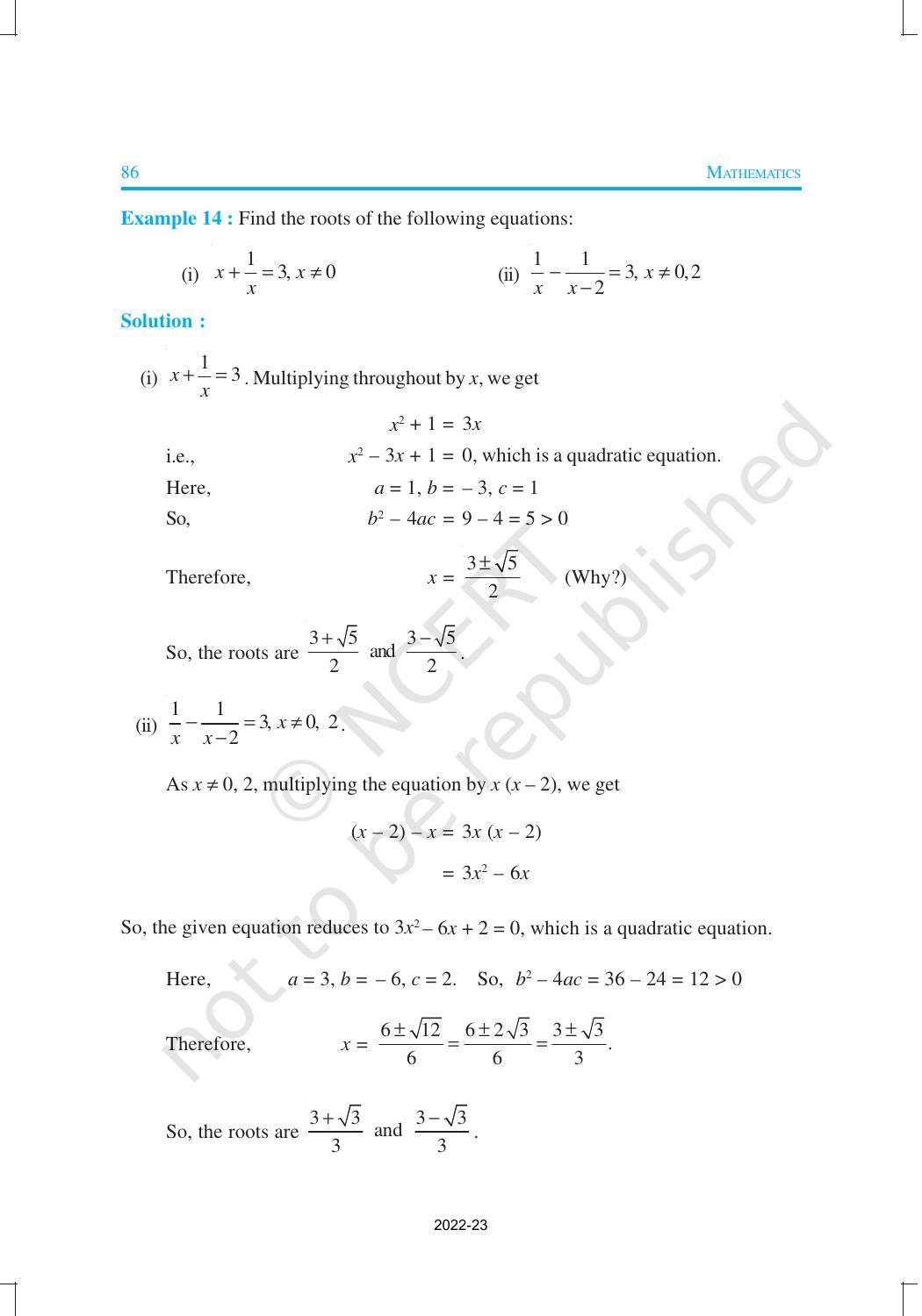 NCERT Book for Class 10 Maths Chapter 4 Quadratic Equations - Page 17