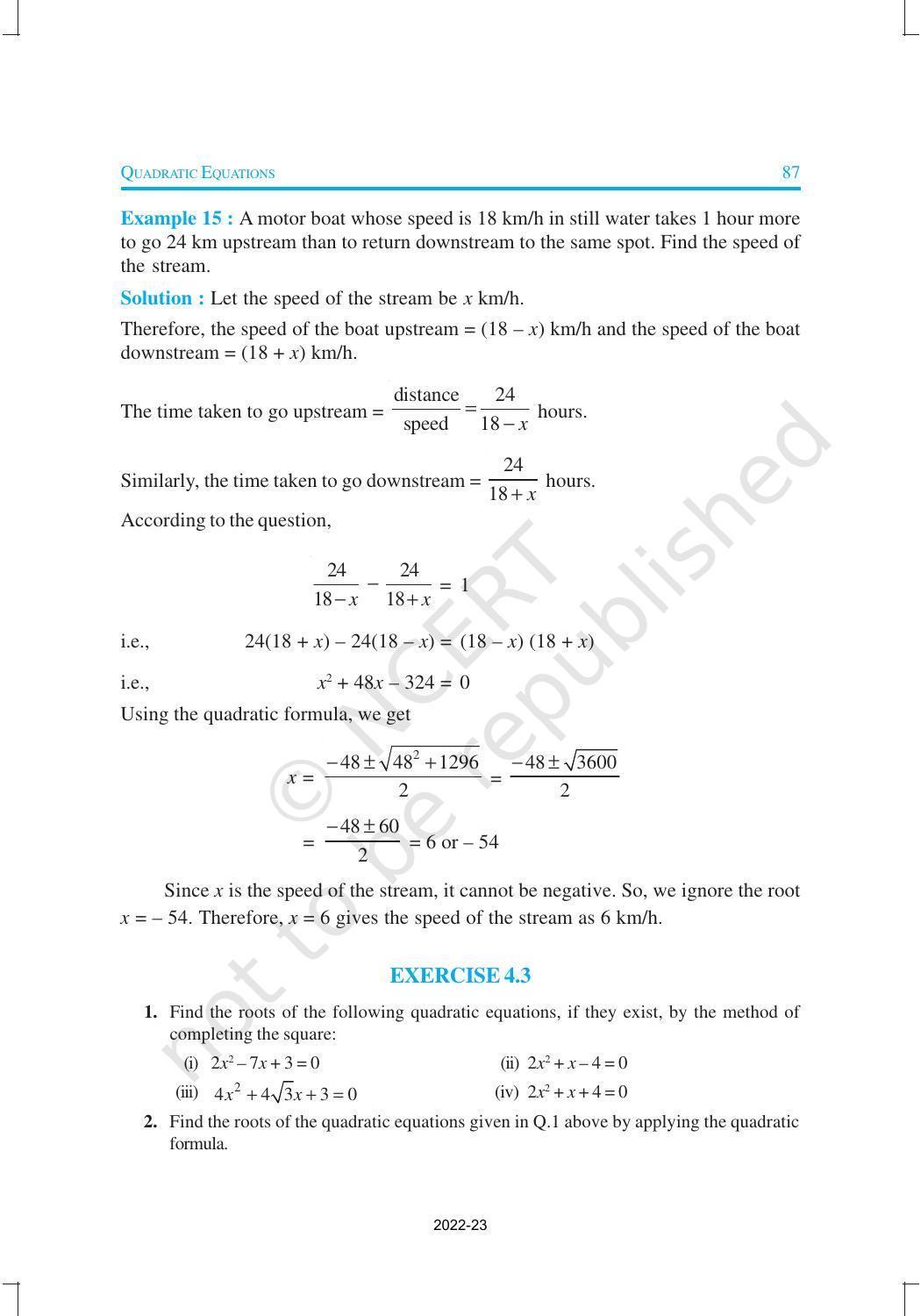 NCERT Book for Class 10 Maths Chapter 4 Quadratic Equations - Page 18