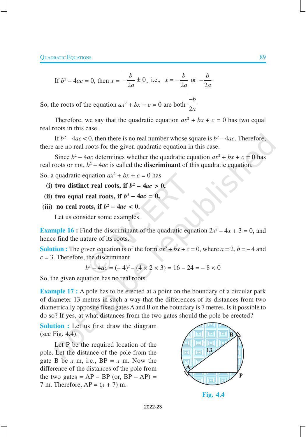 NCERT Book for Class 10 Maths Chapter 4 Quadratic Equations - Page 20