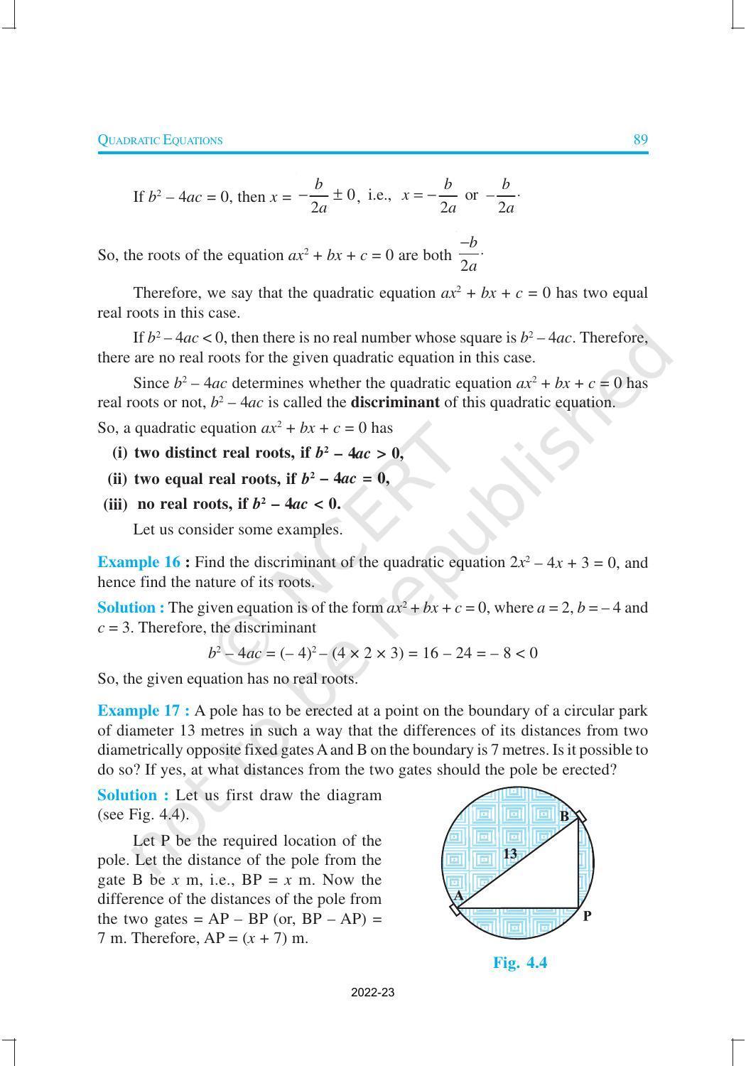 NCERT Book for Class 10 Maths Chapter 4 Quadratic Equations - Page 20