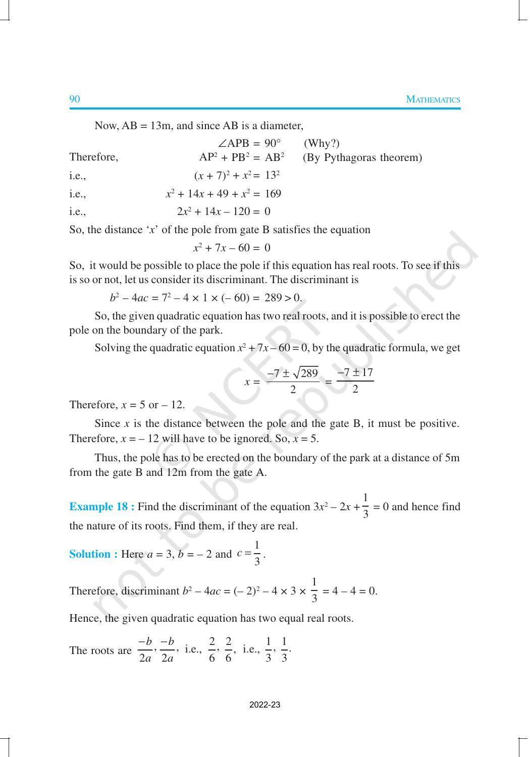NCERT Book for Class 10 Maths Chapter 4 Quadratic Equations - Page 21