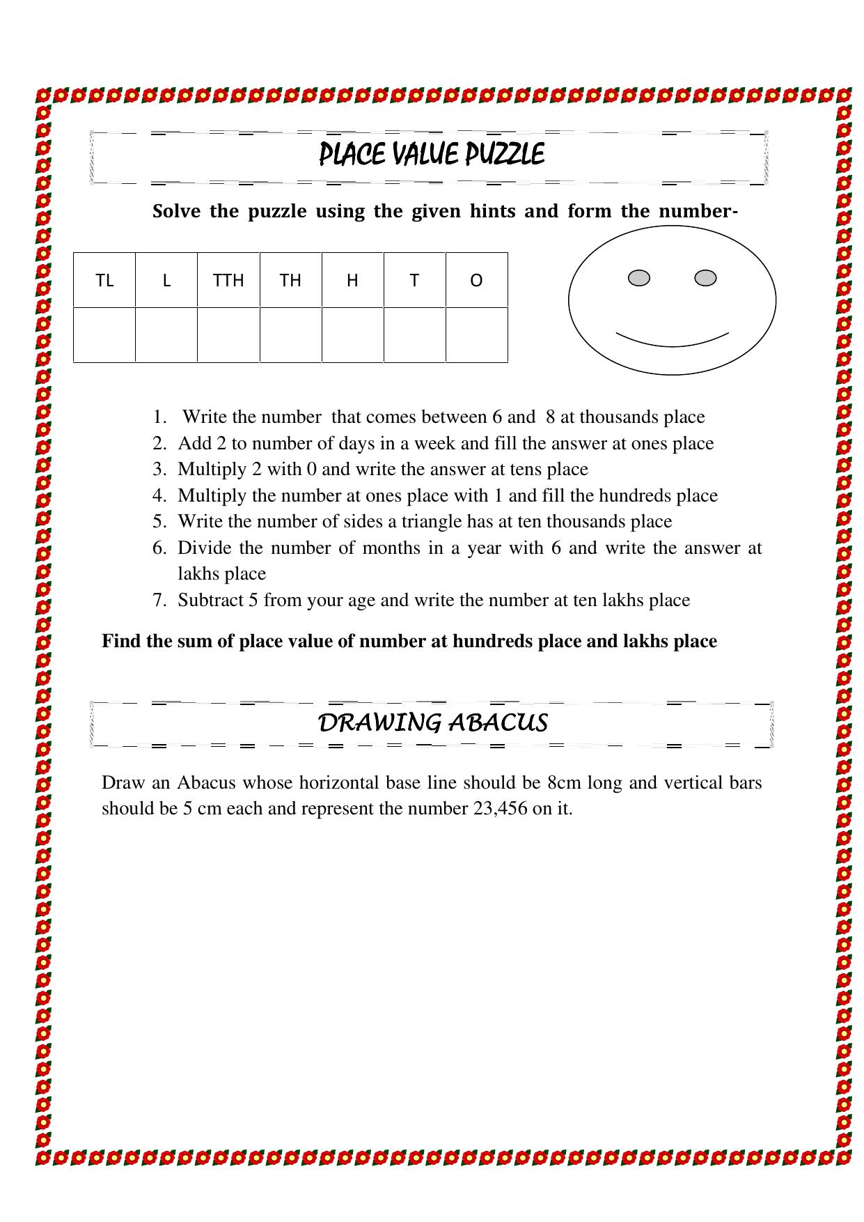 Worksheet for Class 4 Maths Assignment 78 Place Value Punies - Page 1