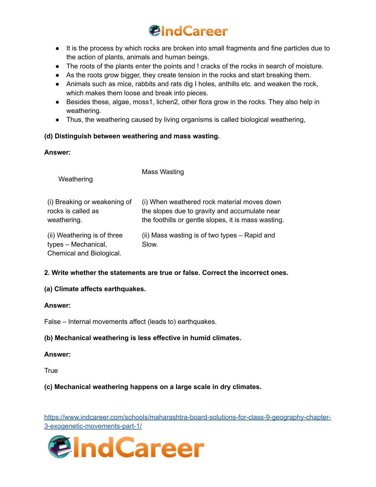 Maharashtra Board Solutions for Class 9- Geography: Chapter 3- Exogenetic Movements Part 1 - Page 4