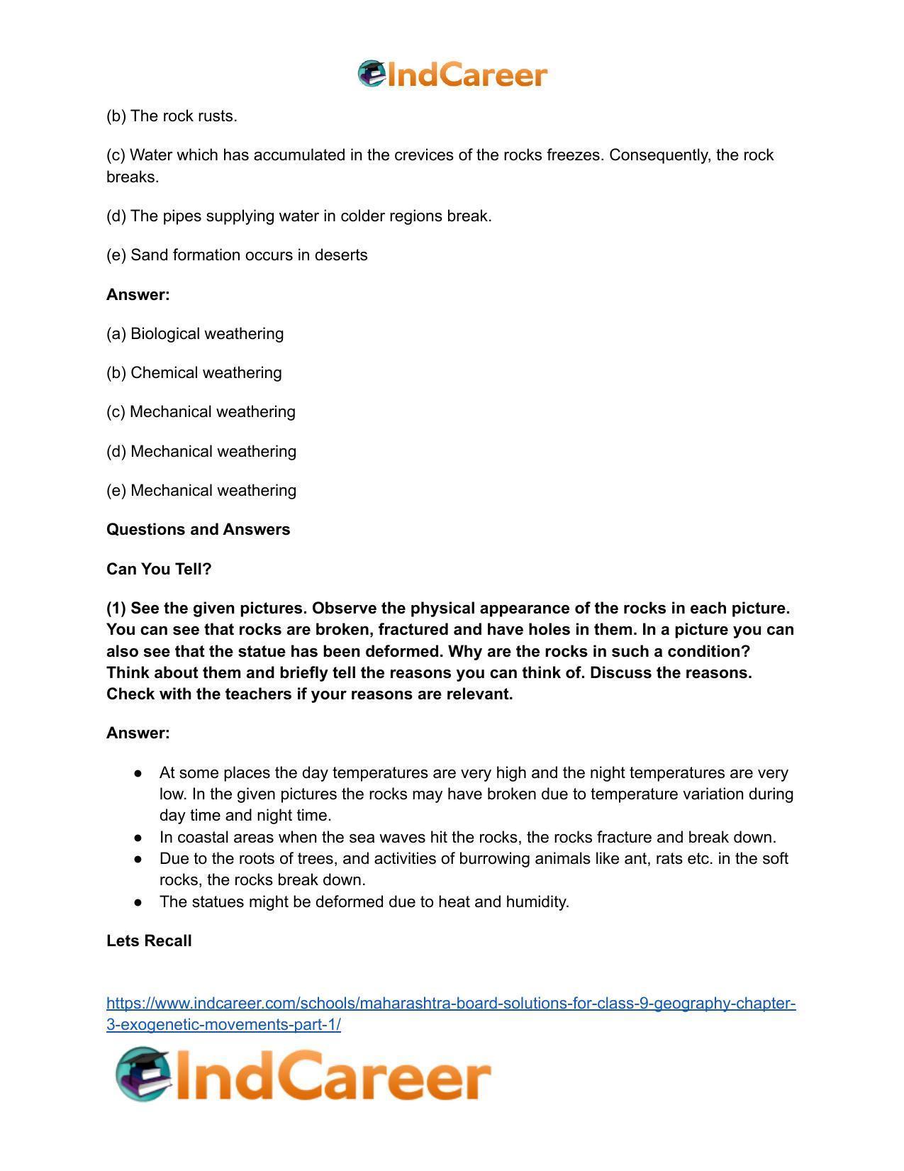Maharashtra Board Solutions for Class 9- Geography: Chapter 3- Exogenetic Movements Part 1 - Page 6