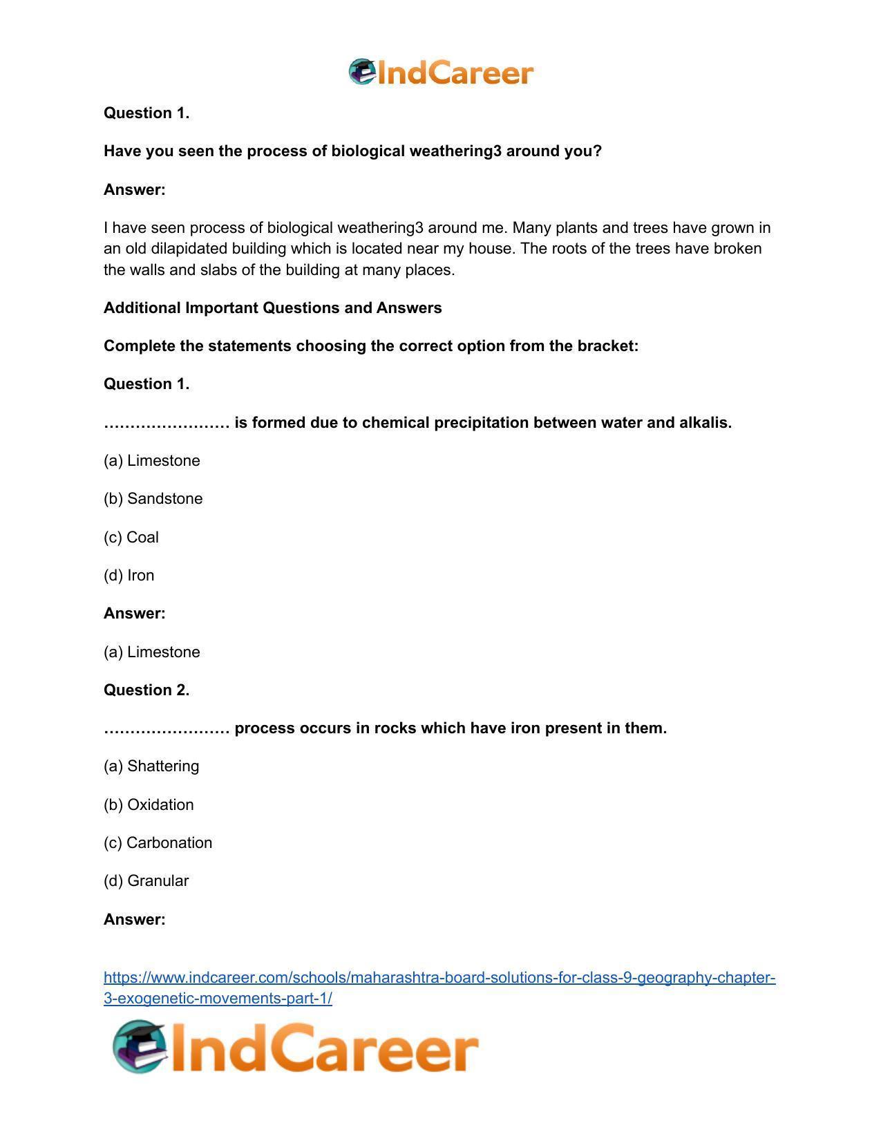 Maharashtra Board Solutions for Class 9- Geography: Chapter 3- Exogenetic Movements Part 1 - Page 7
