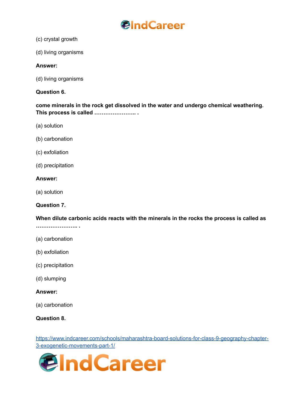 Maharashtra Board Solutions for Class 9- Geography: Chapter 3- Exogenetic Movements Part 1 - Page 9