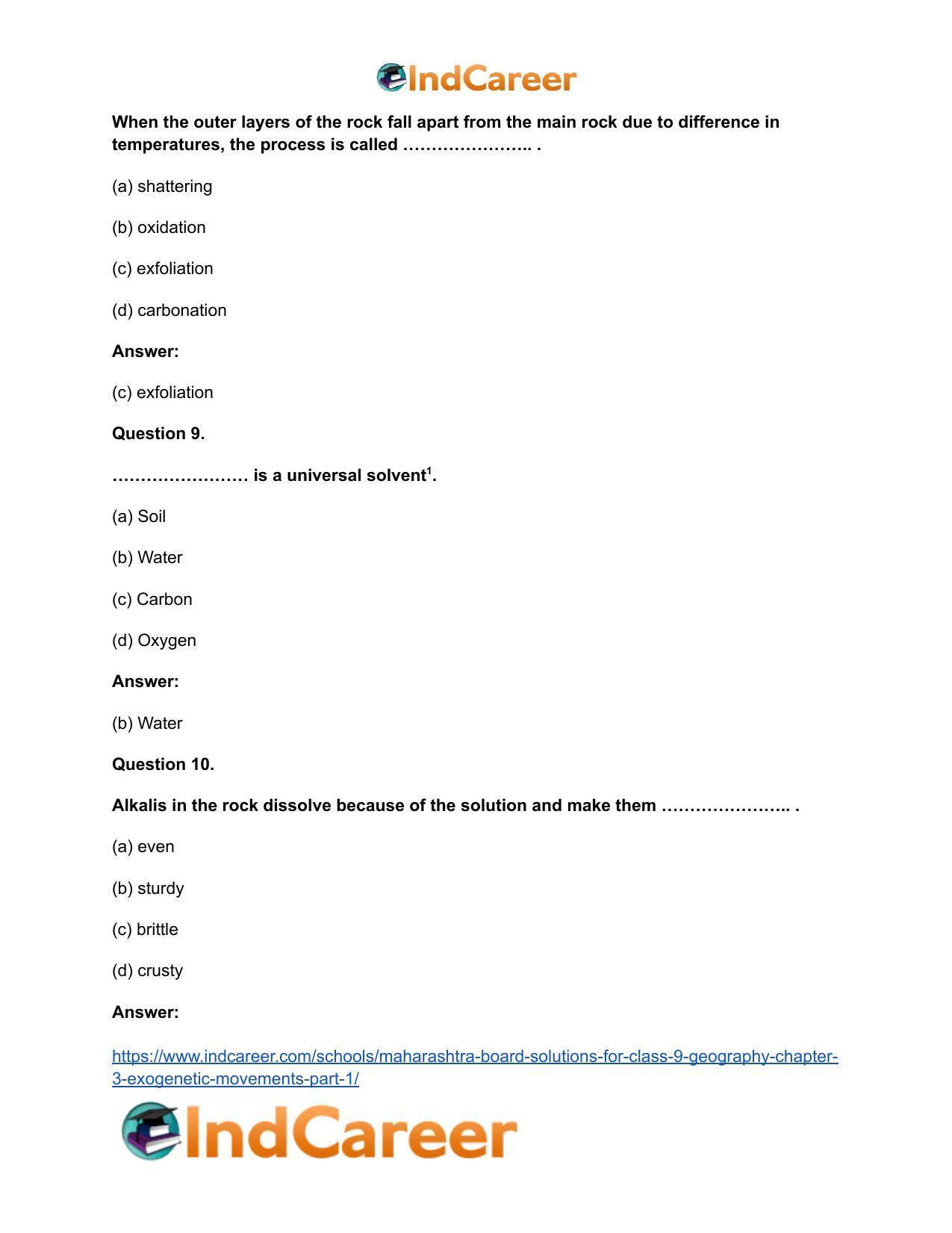 Maharashtra Board Solutions for Class 9- Geography: Chapter 3- Exogenetic Movements Part 1 - Page 10