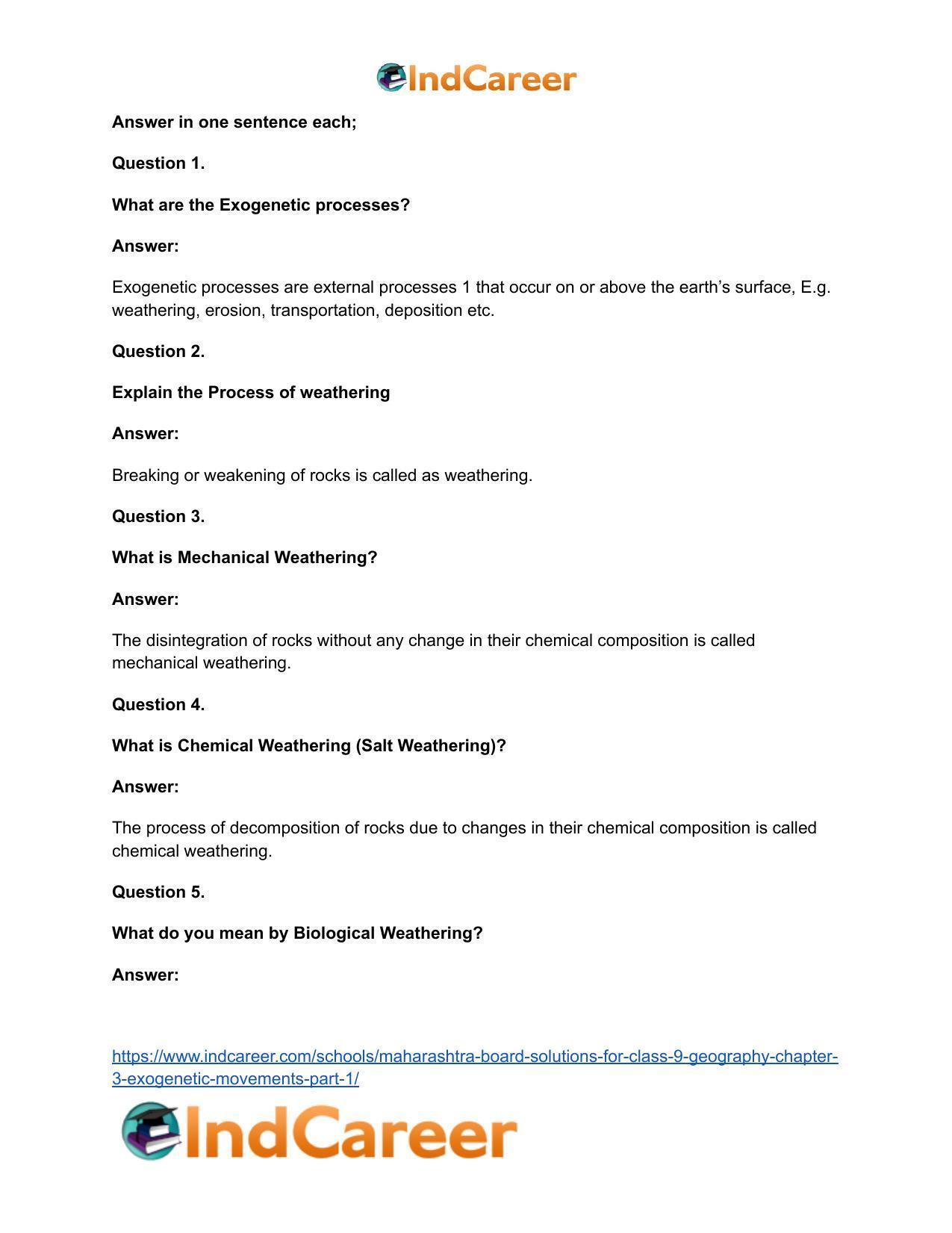 Maharashtra Board Solutions for Class 9- Geography: Chapter 3- Exogenetic Movements Part 1 - Page 12