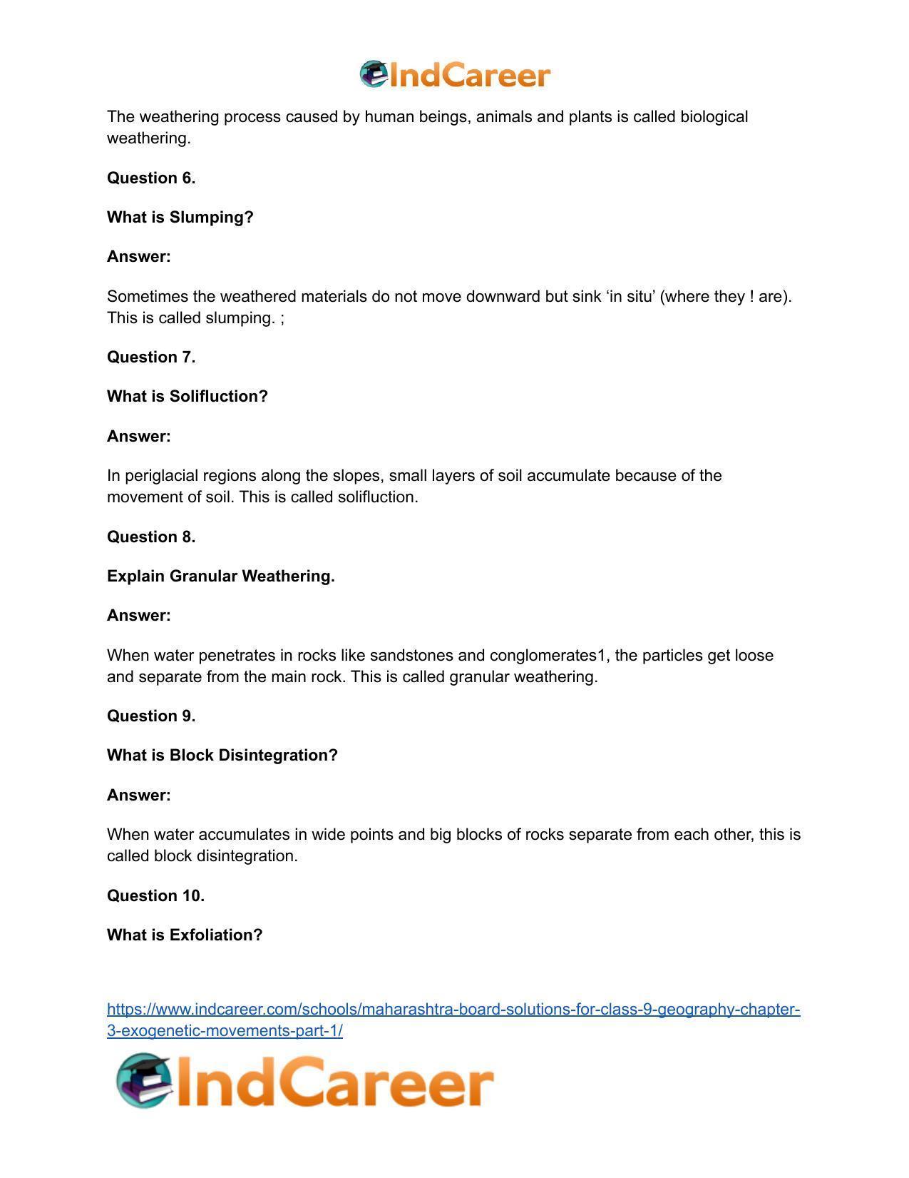 Maharashtra Board Solutions for Class 9- Geography: Chapter 3- Exogenetic Movements Part 1 - Page 13