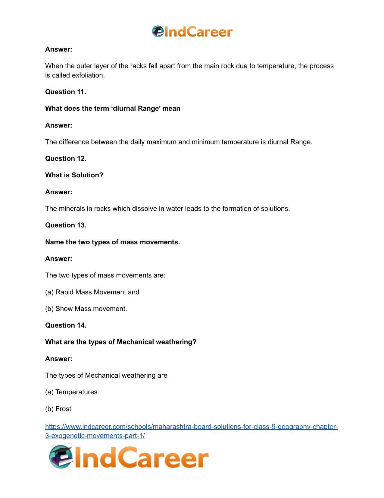Maharashtra Board Solutions for Class 9- Geography: Chapter 3- Exogenetic Movements Part 1 - Page 14
