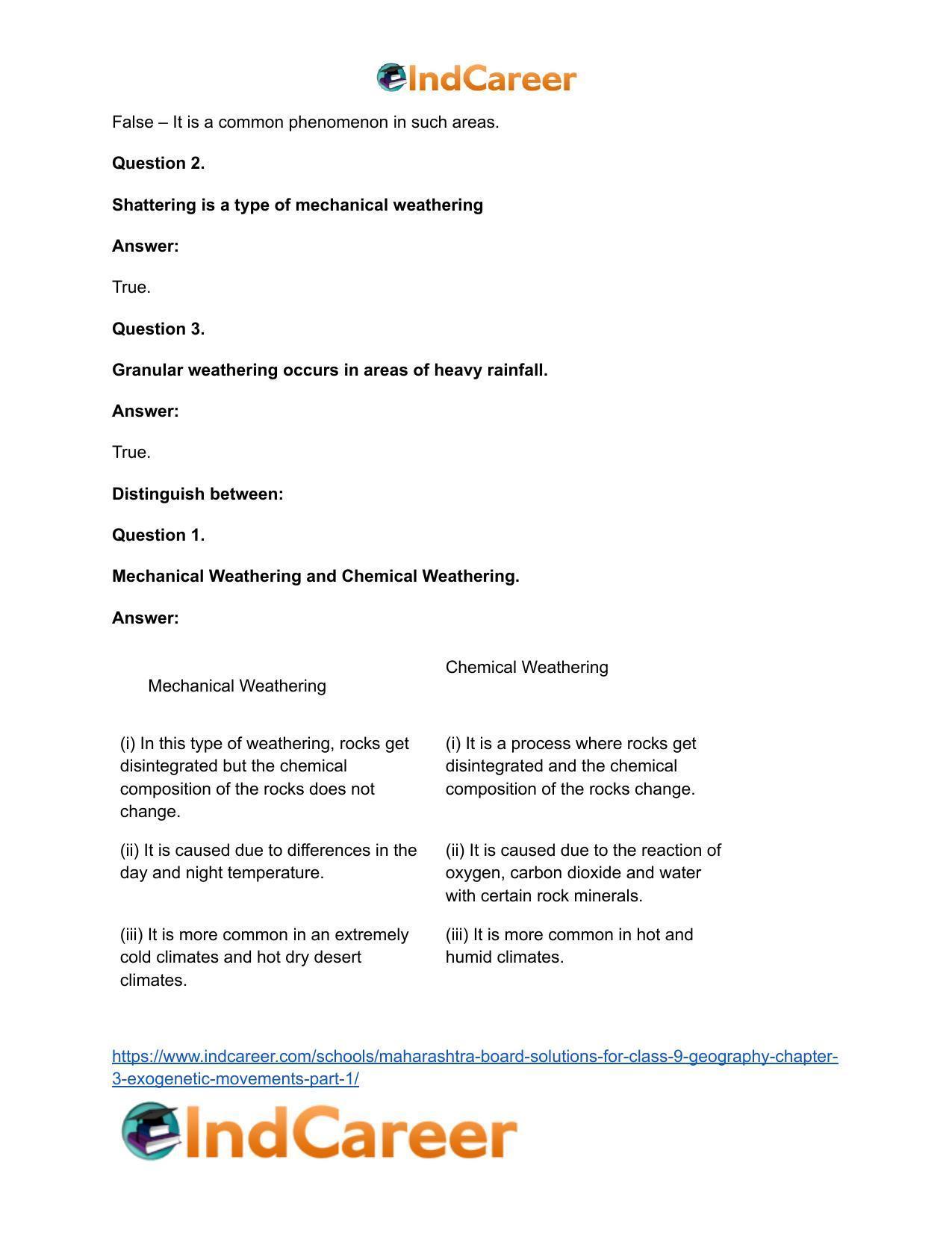 Maharashtra Board Solutions for Class 9- Geography: Chapter 3- Exogenetic Movements Part 1 - Page 16