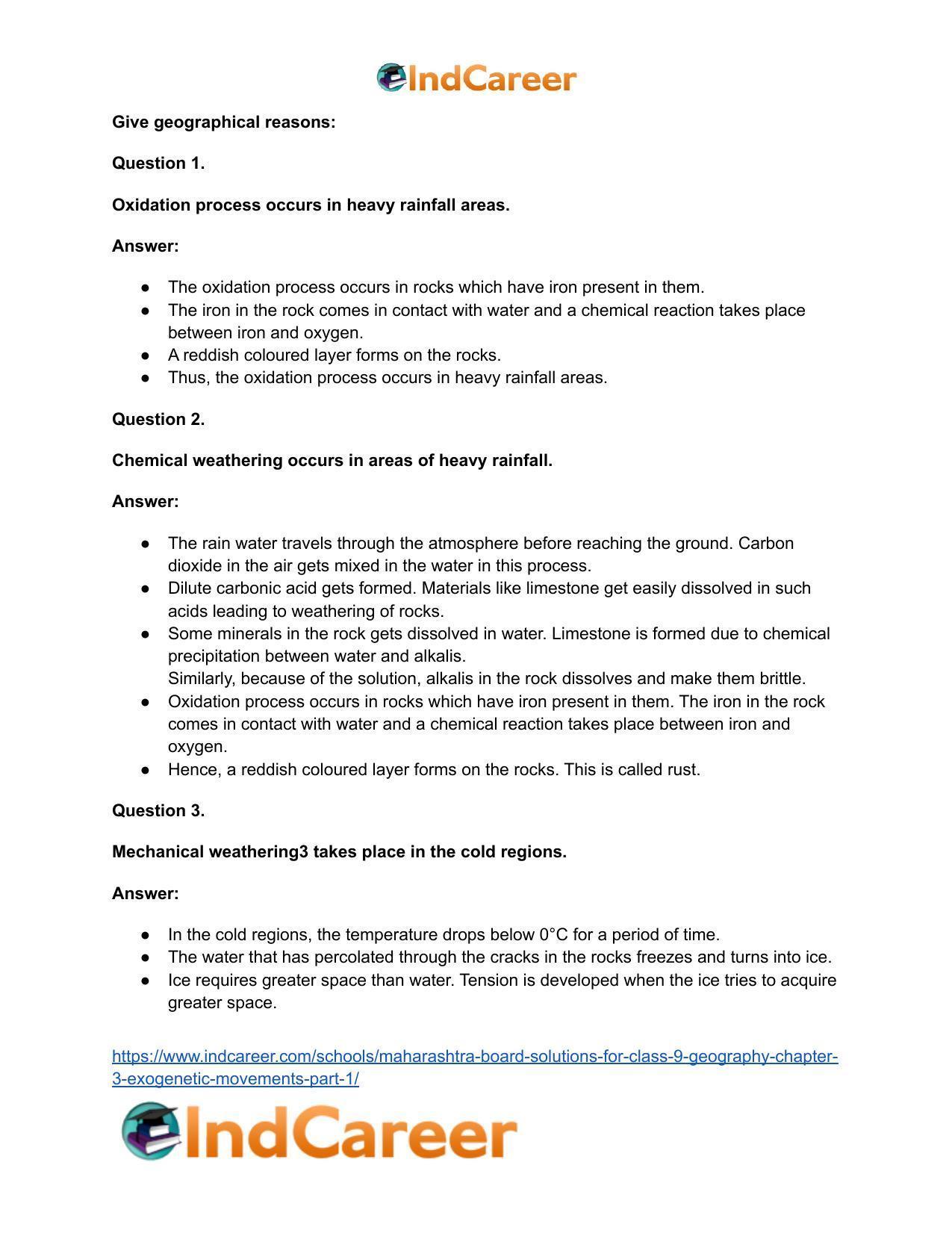 Maharashtra Board Solutions for Class 9- Geography: Chapter 3- Exogenetic Movements Part 1 - Page 18